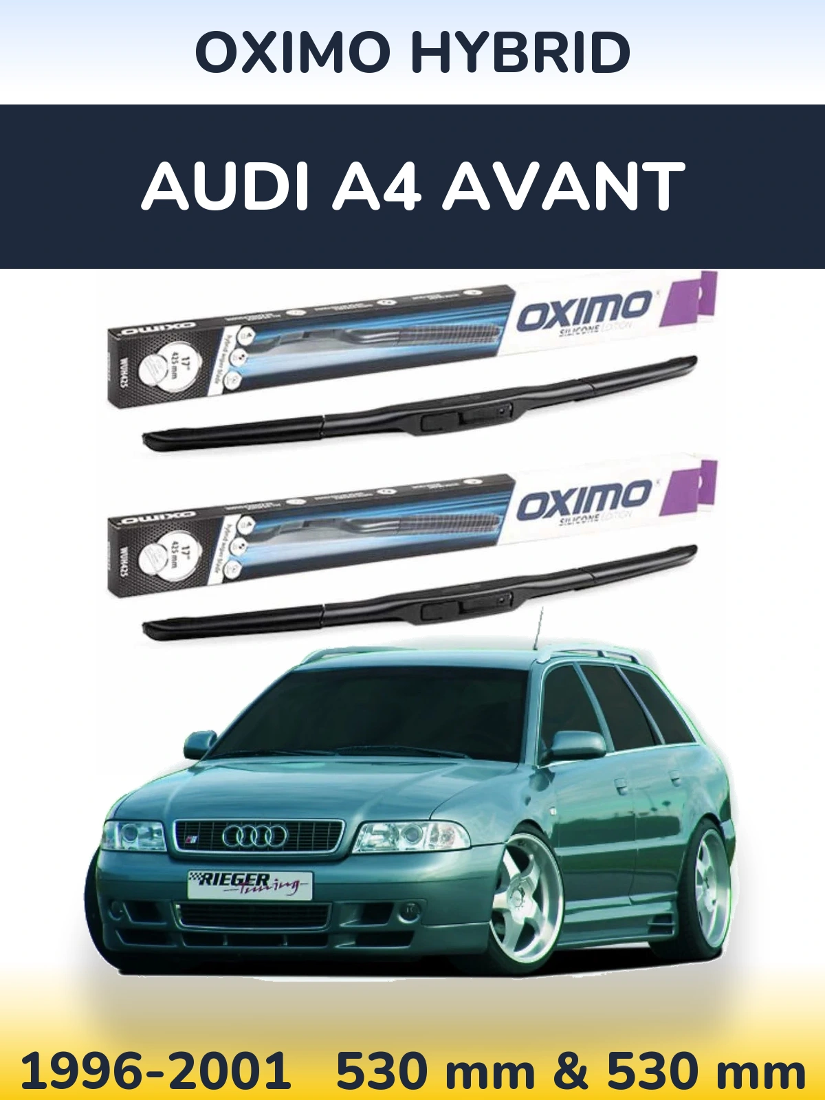Комплект передних дворников Oximo Hybrid 530 & 530 мм для Audi A4 Avant 1996-2001