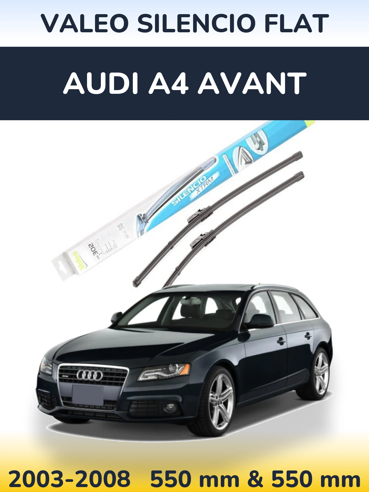 Komplet przednich wycieraczek Valeo Silencio Flat 550 & 550 mm do Audi A4 Avant 2003-2008