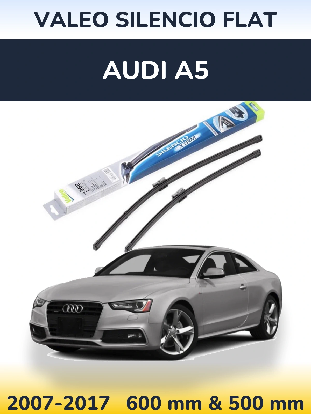 Komplet przednich wycieraczek Valeo Silencio Flat 600 & 500 mm do Audi A5 2007-2017