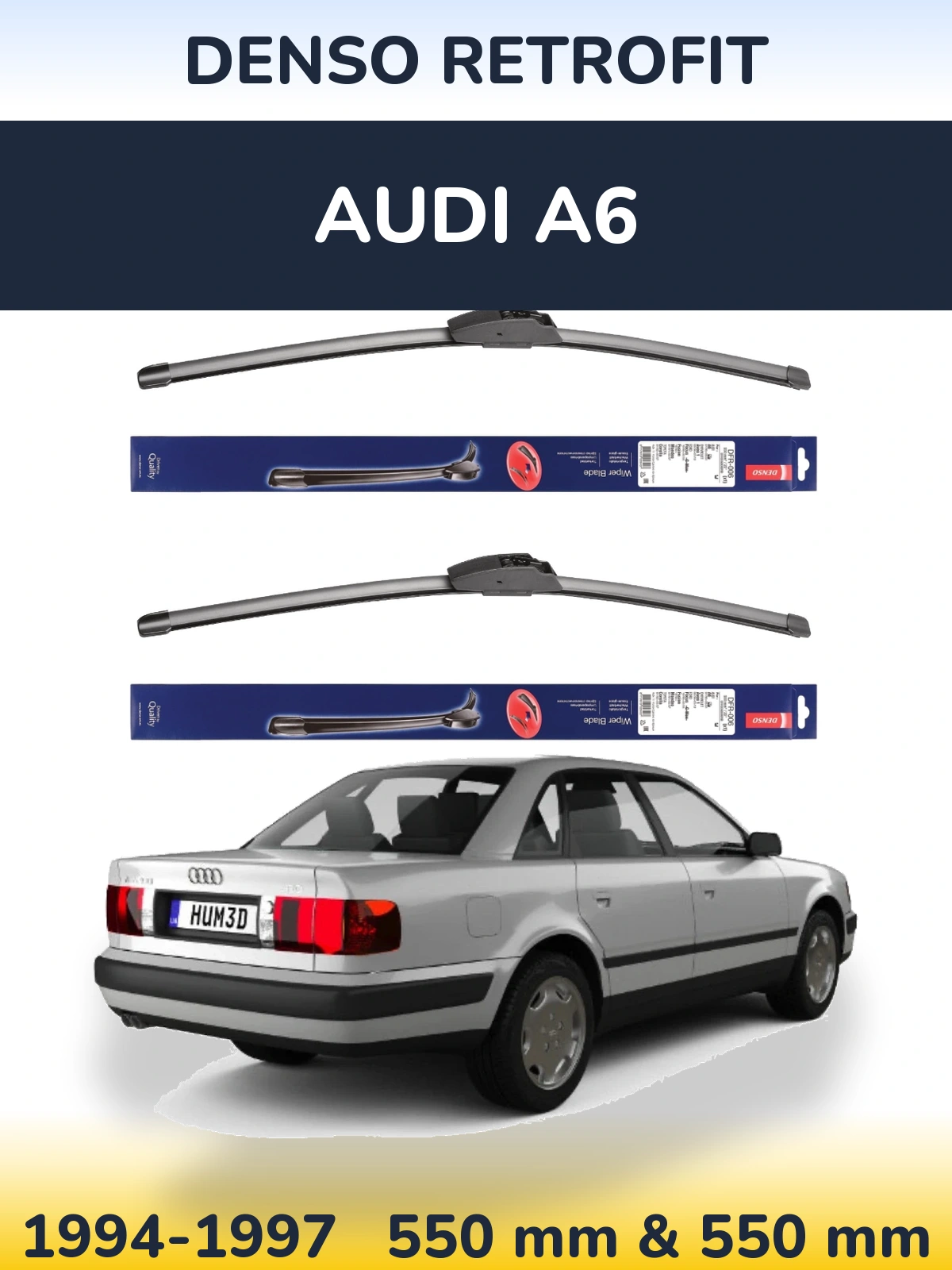 Komplet przednich wycieraczek Denso Retrofit 550 & 550 mm do Audi A6 1994-1997