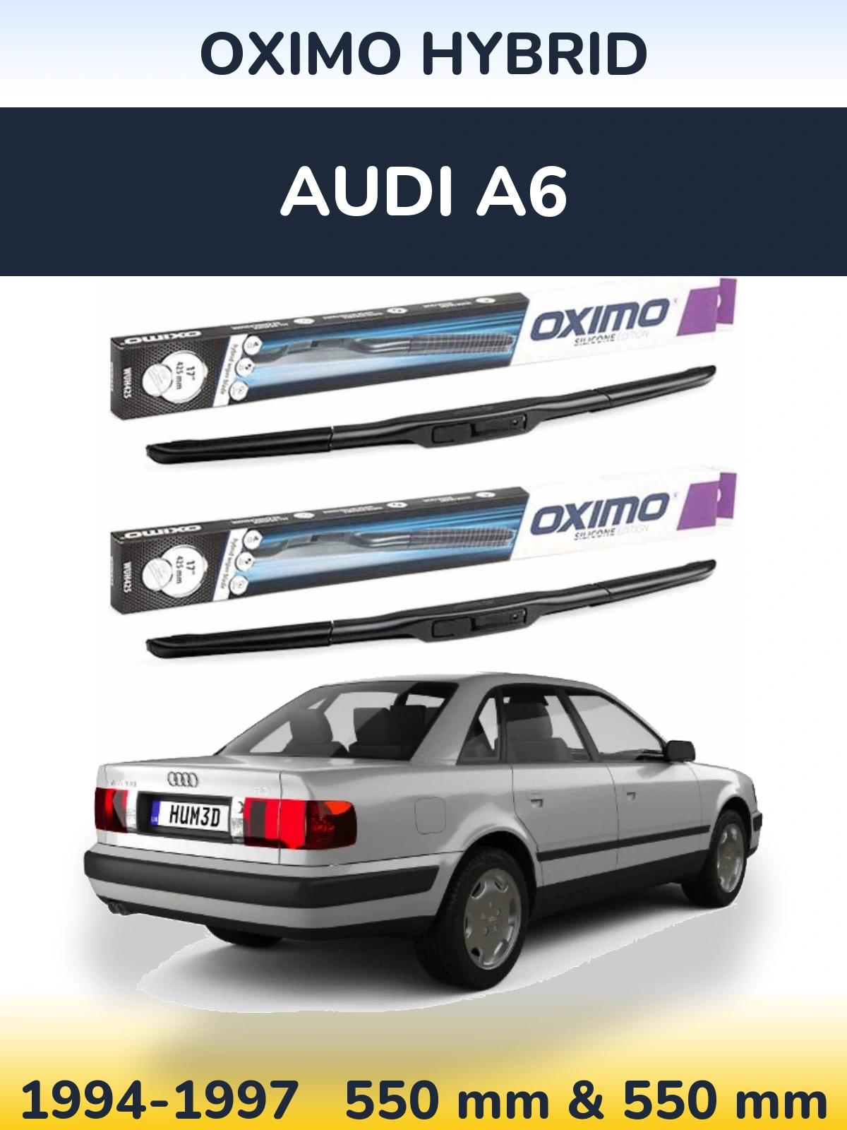 Front wiper blade set Oximo Hybrid 550 & 550 mm for Audi A6 1994-1997