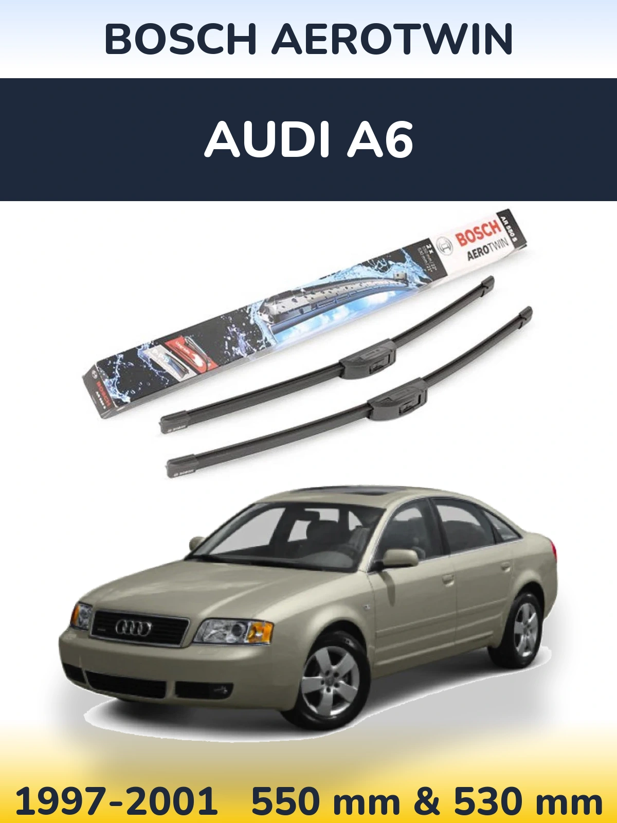 Комплект передних дворников BOSCH AeroTwin 550 & 530 мм для Audi A6 1997-2001