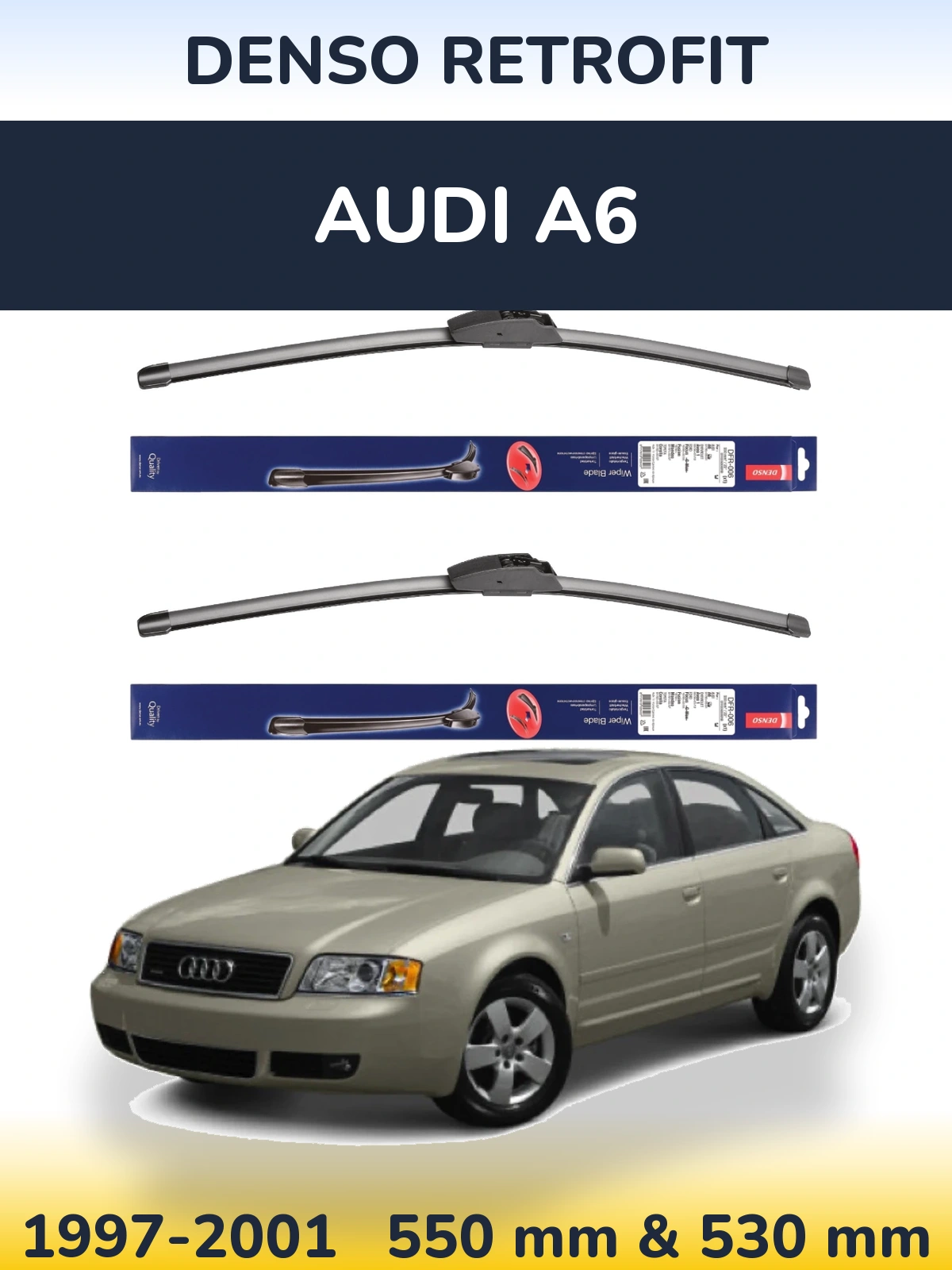 Komplet przednich wycieraczek Denso Retrofit 550 & 530 mm do Audi A6 1997-2001