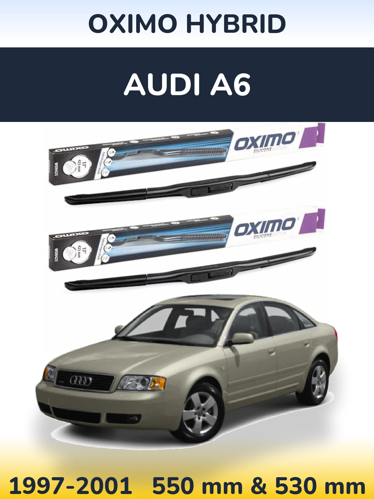 Комплект передніх щіток Oximo Hybrid 550 & 530 мм для Audi A6 1997-2001