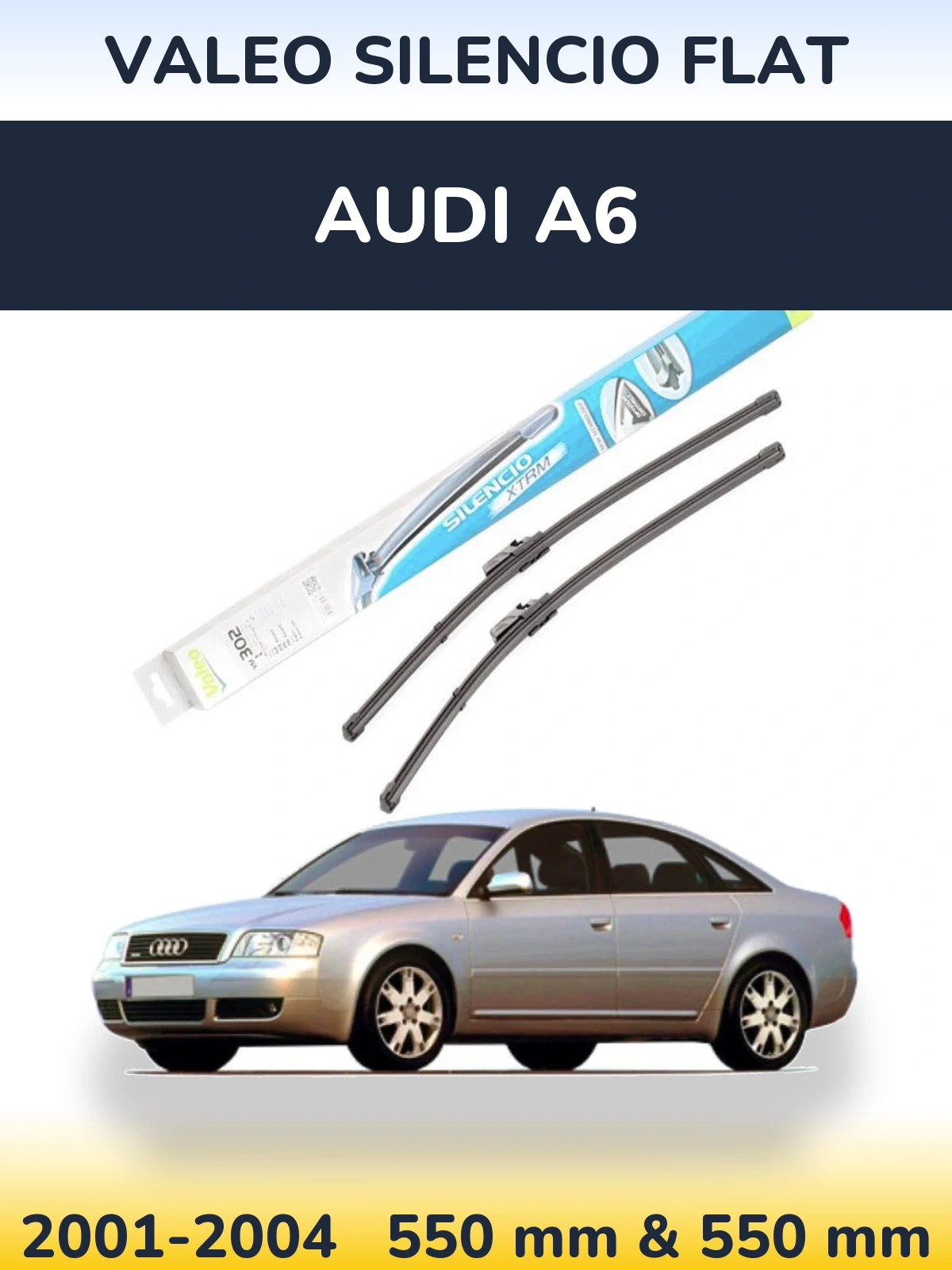 Komplet przednich wycieraczek Valeo Silencio Flat 550 & 550 mm do Audi A6 2001-2004
