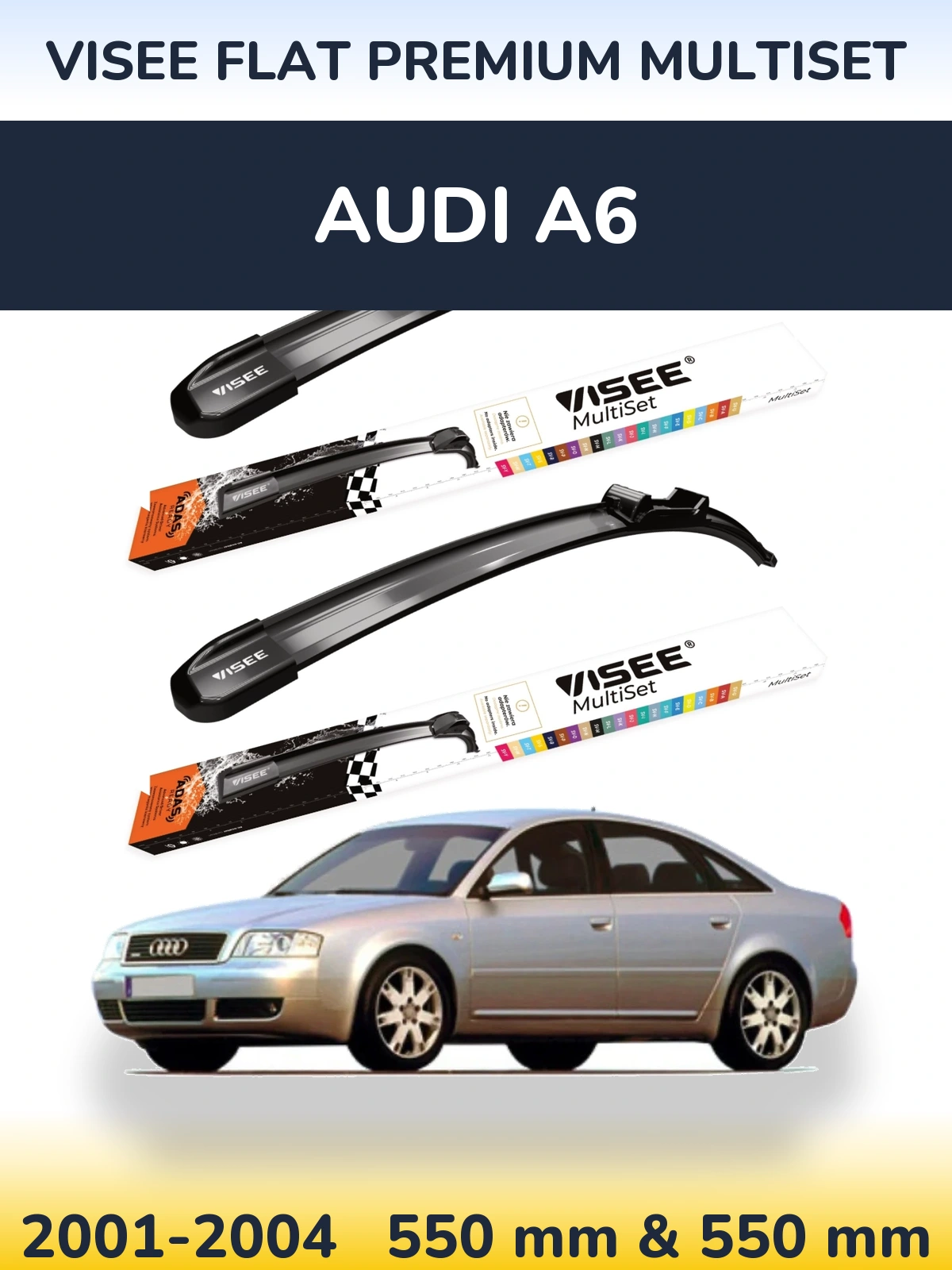 Komplet przednich wycieraczek VISEE FLAT PREMIUM MultiSet 550 & 550 mm do Audi A6 2001-2004