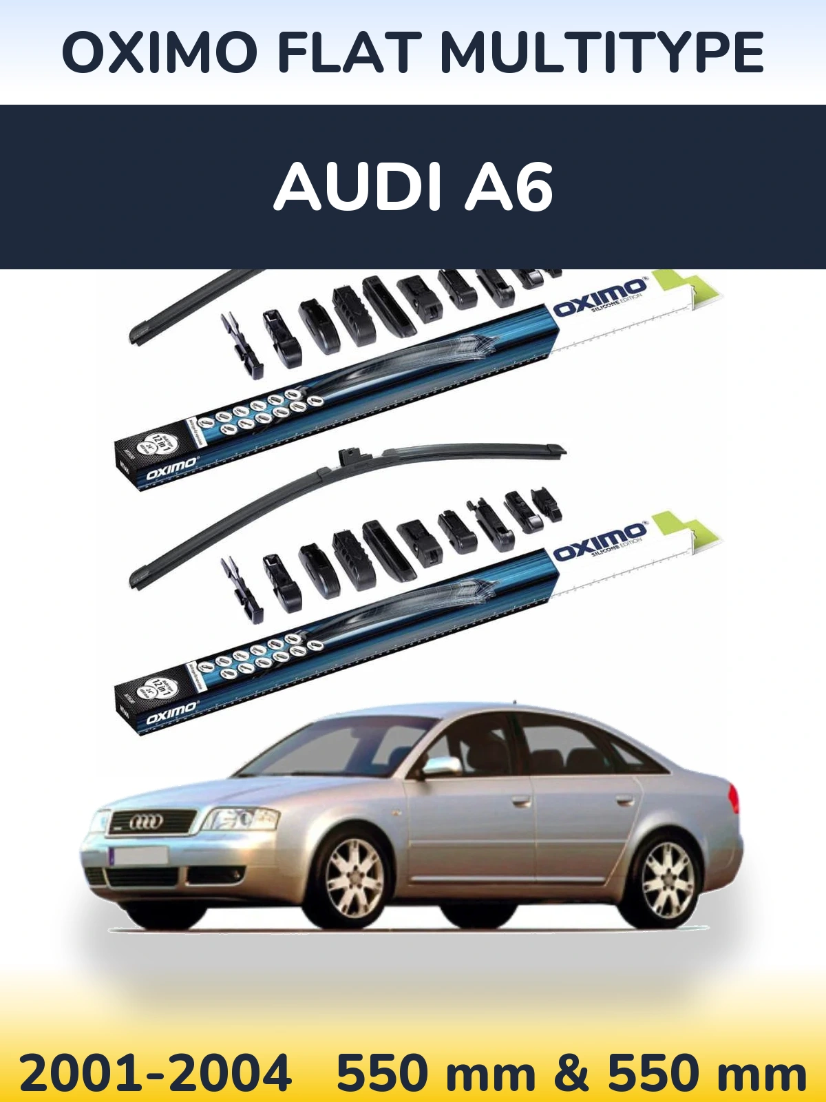 Front wiper blade set Oximo Flat MultiTypee 550 & 550 mm for Audi A6 2001-2004