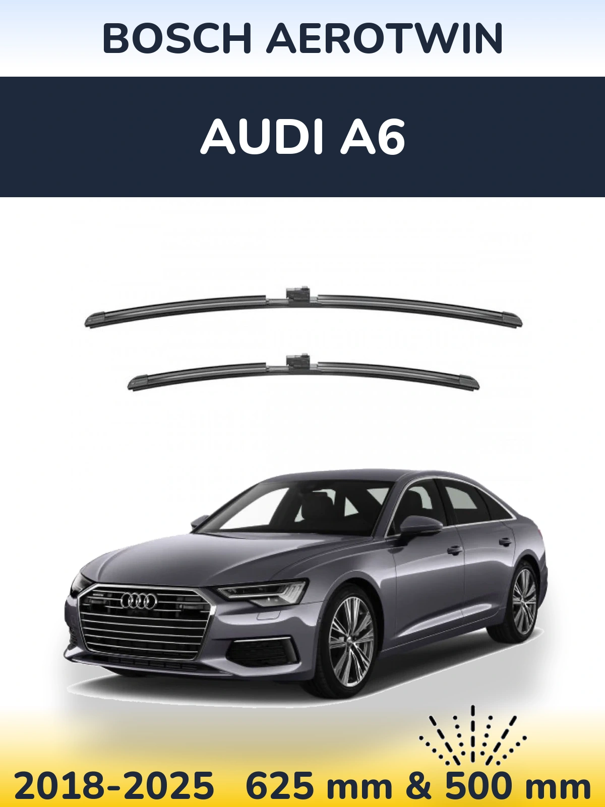 Комплект передних дворников BOSCH AeroTwin 625 & 500 мм для Audi A6 2018-2025