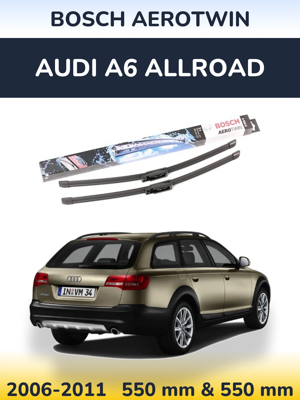 Komplet przednich wycieraczek BOSCH AeroTwin 555 & 555 mm do Audi A6 Allroad 2006-2011