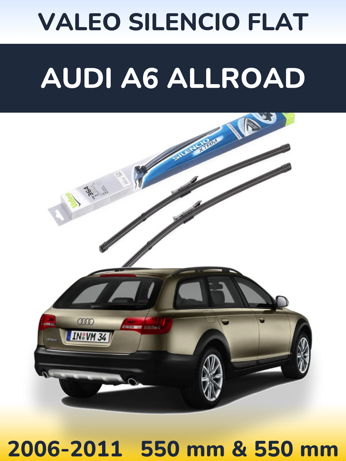 Комплект передніх щіток Valeo Silencio Flat 550 & 550 мм для Audi A6 Allroad 2006-2011