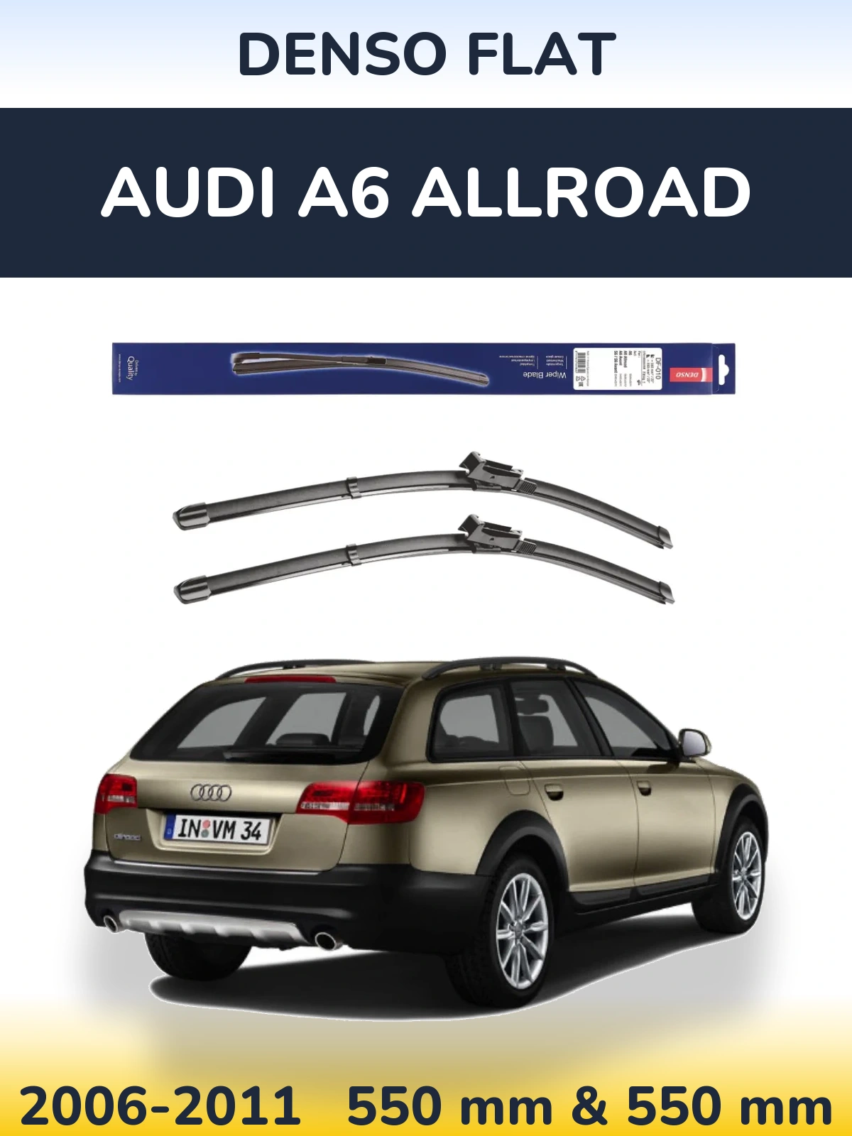 Komplet przednich wycieraczek Denso Flat 550 & 550 mm do Audi A6 Allroad 2006-2011
