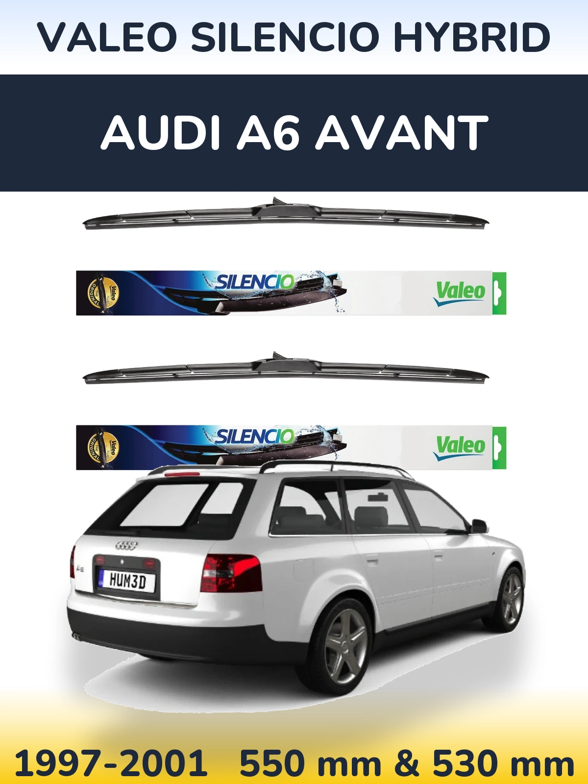Комплект передніх щіток Valeo Silencio Hybrid 550 & 530 мм для Audi A6 Avant 1997-2001