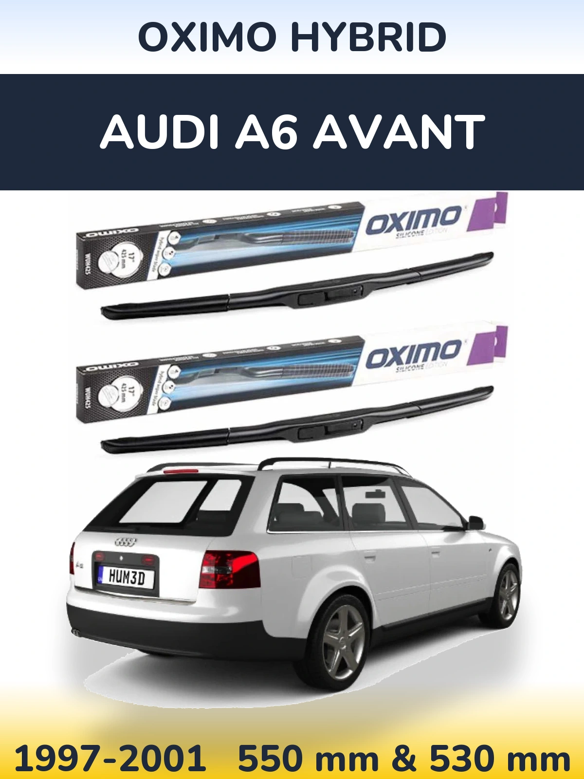 Комплект передніх щіток Oximo Hybrid 550 & 530 мм для Audi A6 Avant 1997-2001