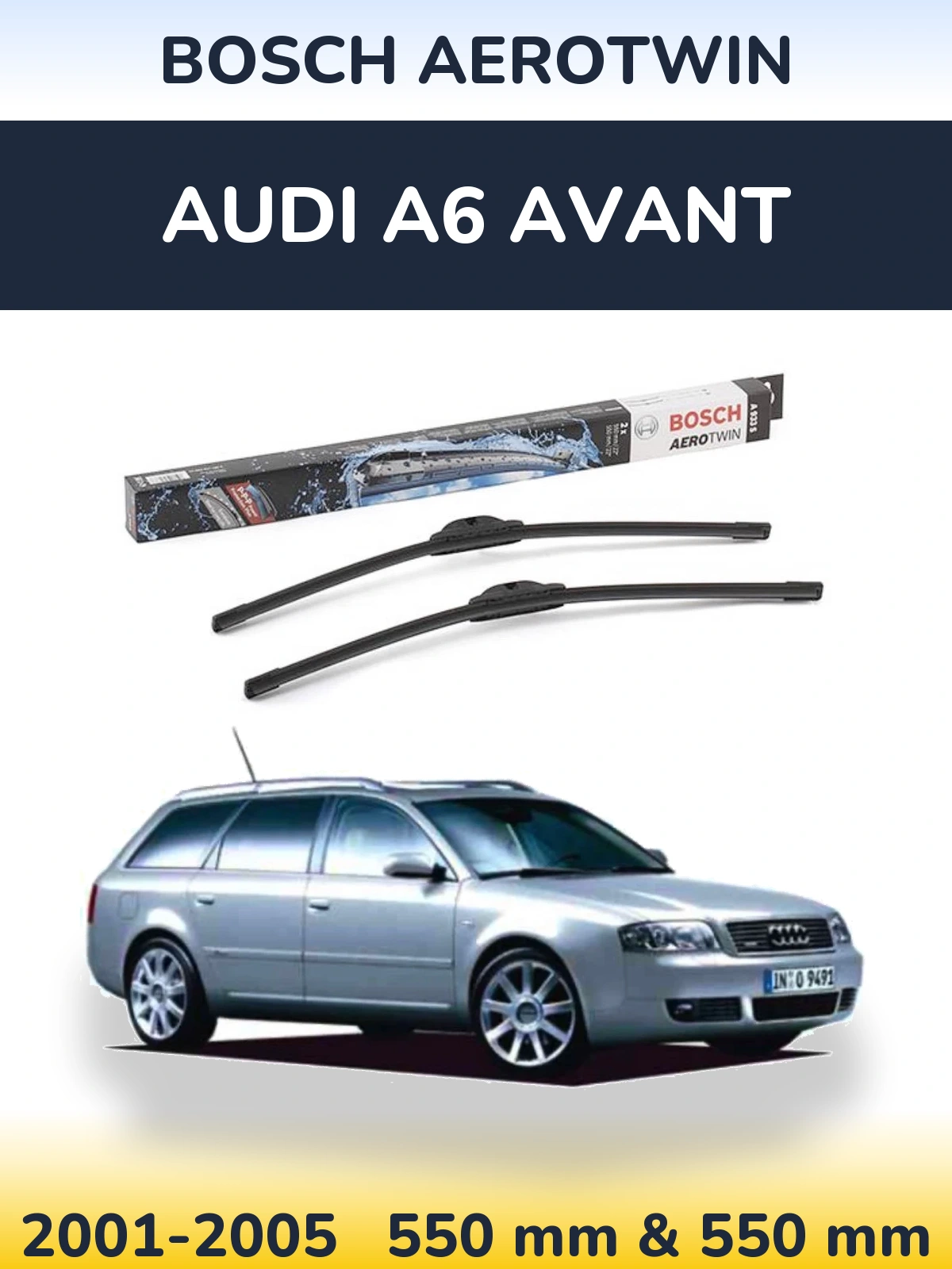 Комплект передних дворников BOSCH AeroTwin 550 & 550 мм для Audi A6 Avant 2001-2005
