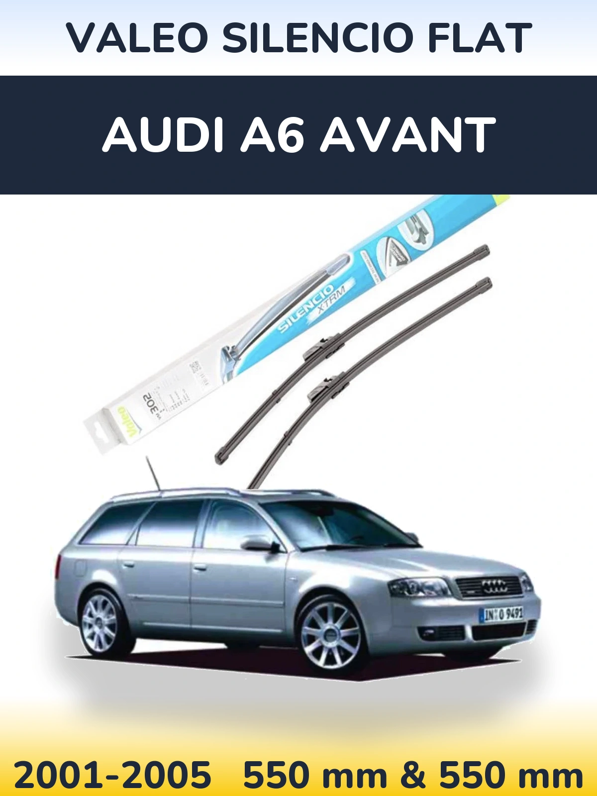 Komplet przednich wycieraczek Valeo Silencio Flat 550 & 550 mm do Audi A6 Avant 2001-2005