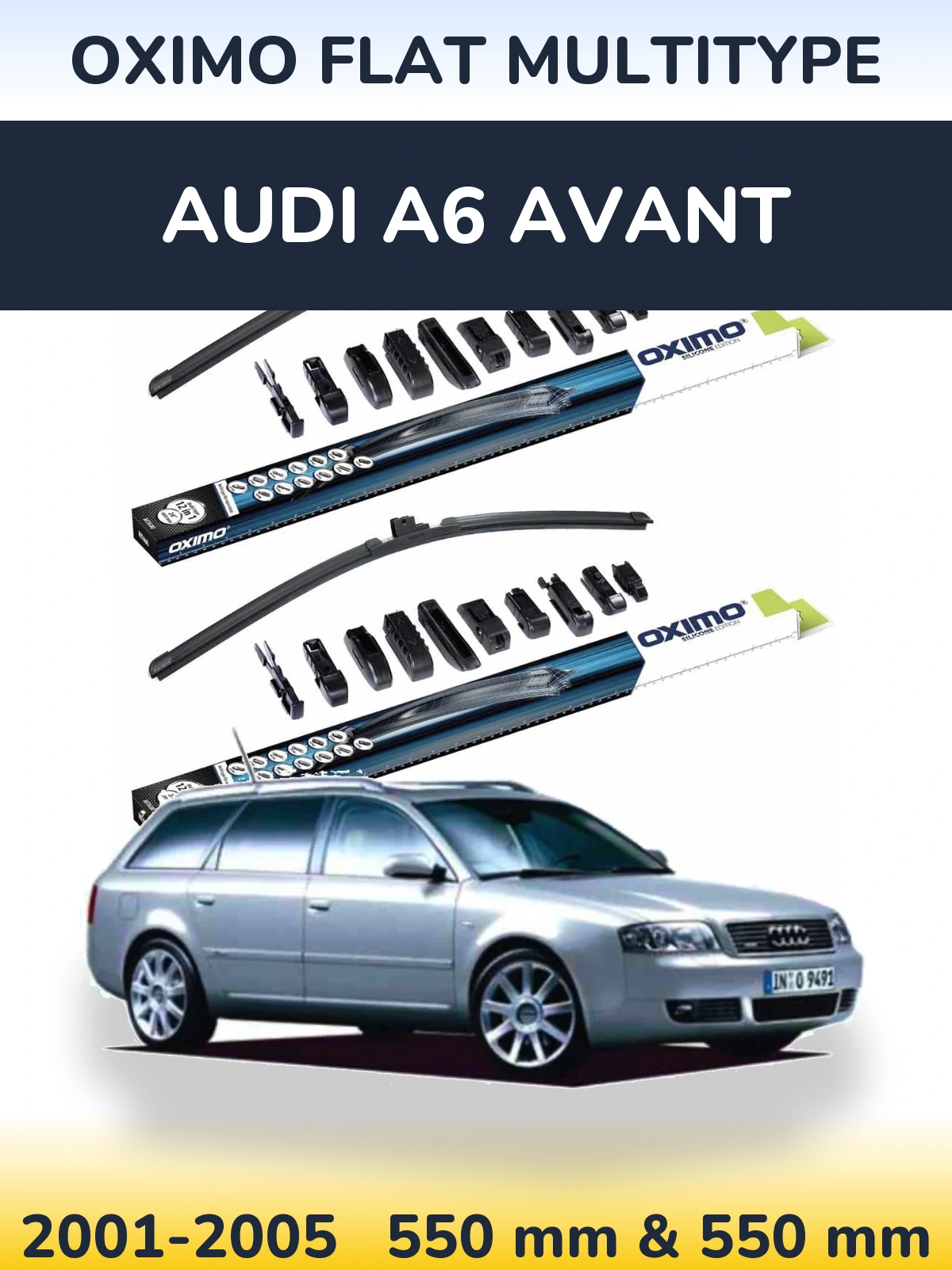 Komplet przednich wycieraczek Oximo Flat MultiType 550 & 550 mm do Audi A6 Avant 2001-2005