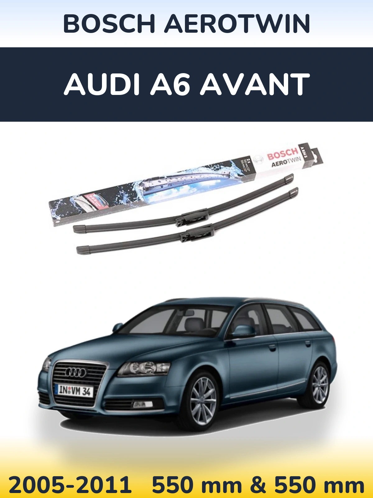 Komplet przednich wycieraczek BOSCH AeroTwin 555 & 555 mm do Audi A6 Avant 2005-2011
