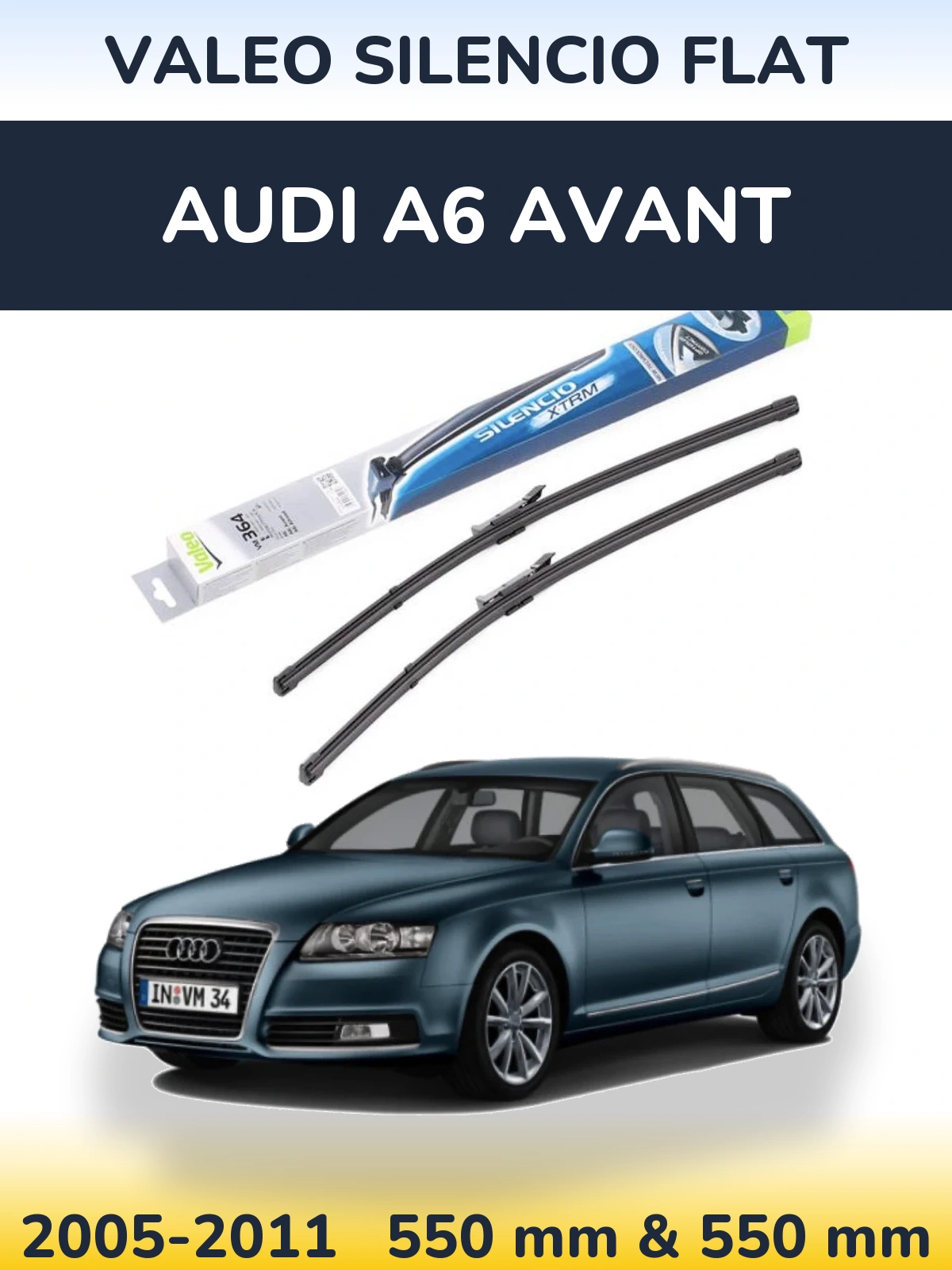 Komplet przednich wycieraczek Valeo Silencio Flat 550 & 550 mm do Audi A6 Avant 2005-2011