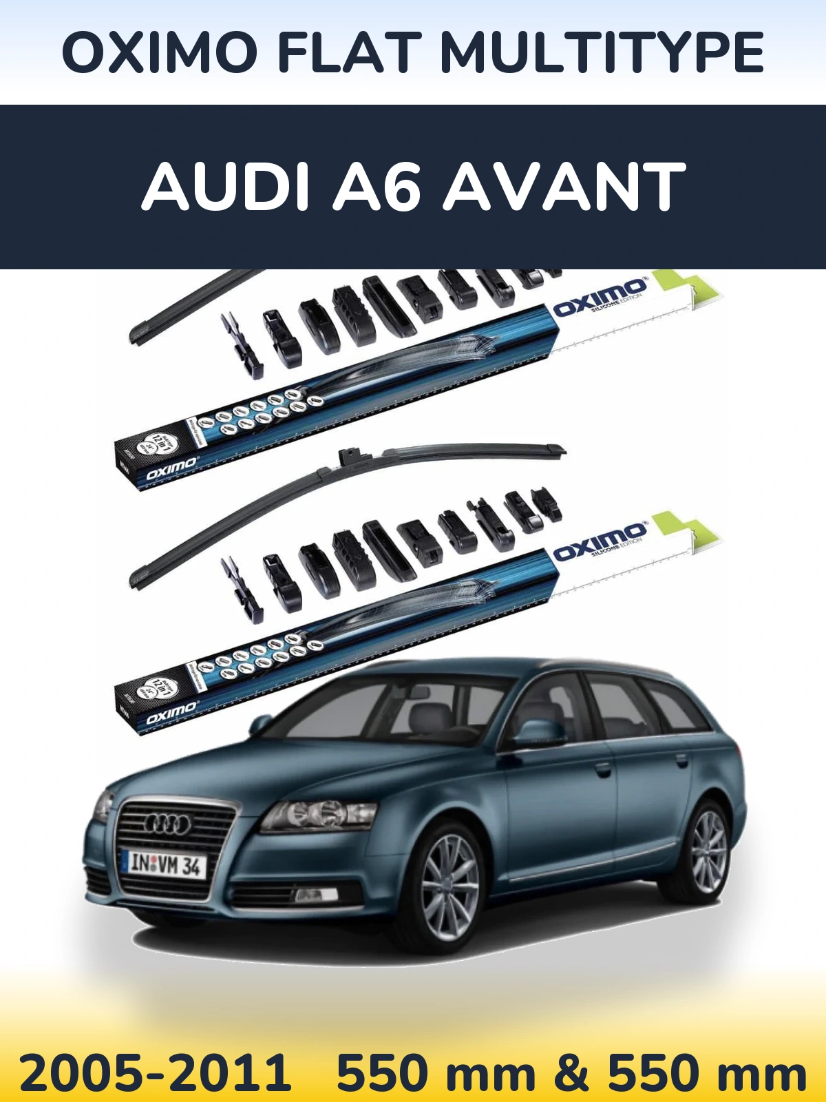 Комплект передних дворников Oximo Flat MultiТипe 550 & 550 мм для Audi A6 Avant 2005-2011