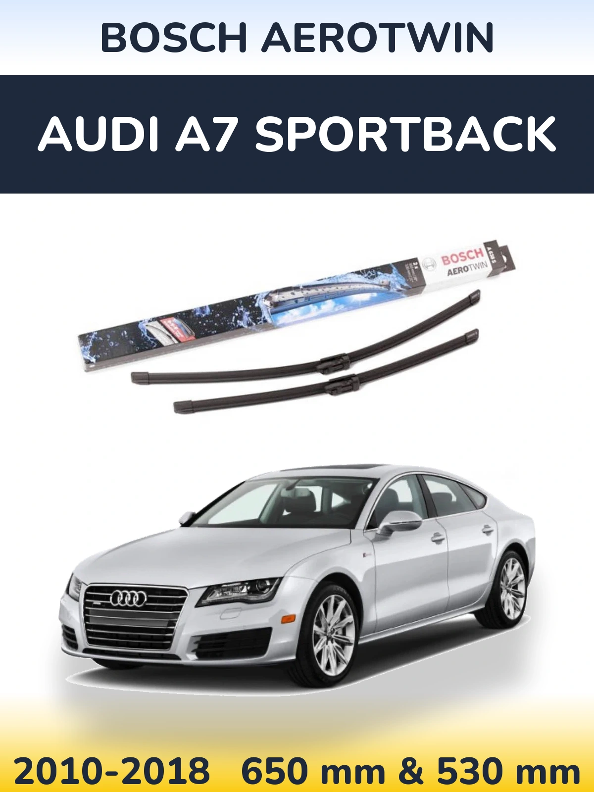 Komplet przednich wycieraczek BOSCH AeroTwin 650 & 530 mm do Audi A7 Sportback 2010-2018