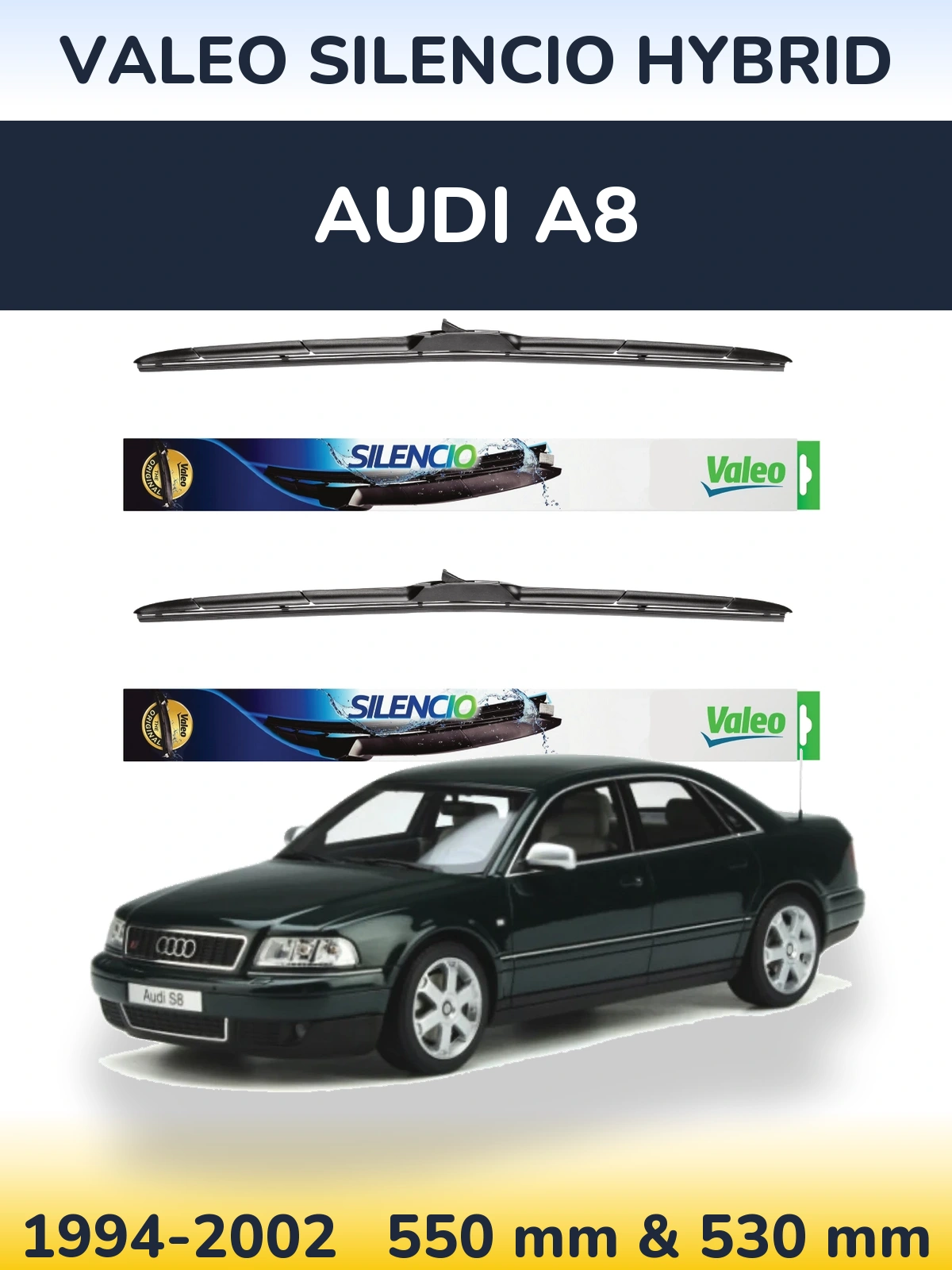 Комплект передних дворников Valeo Silencio Hybrid 550 & 530 мм для Audi A8 1994-2002