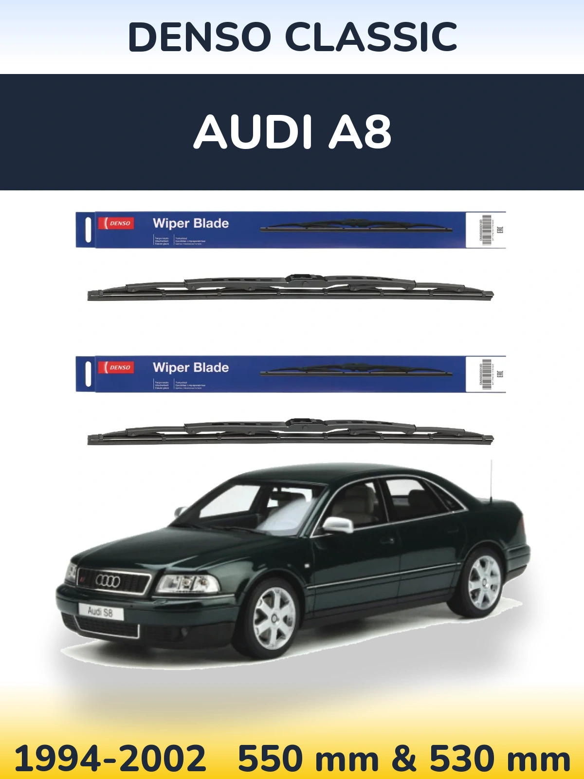 Komplet przednich wycieraczek Denso Classic 550 & 530 mm do Audi A8 1994-2002