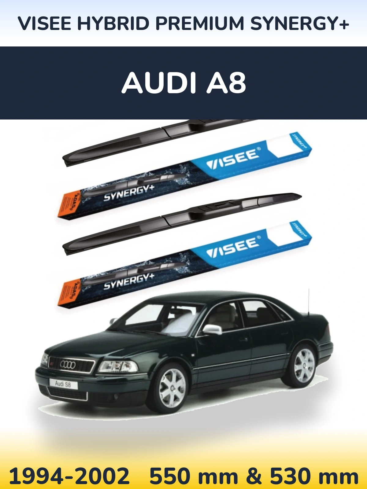 Комплект передних дворников VISEE HYBRID PREMIUM SYNERGY+ 550 & 530 мм для Audi A8 1994-2002