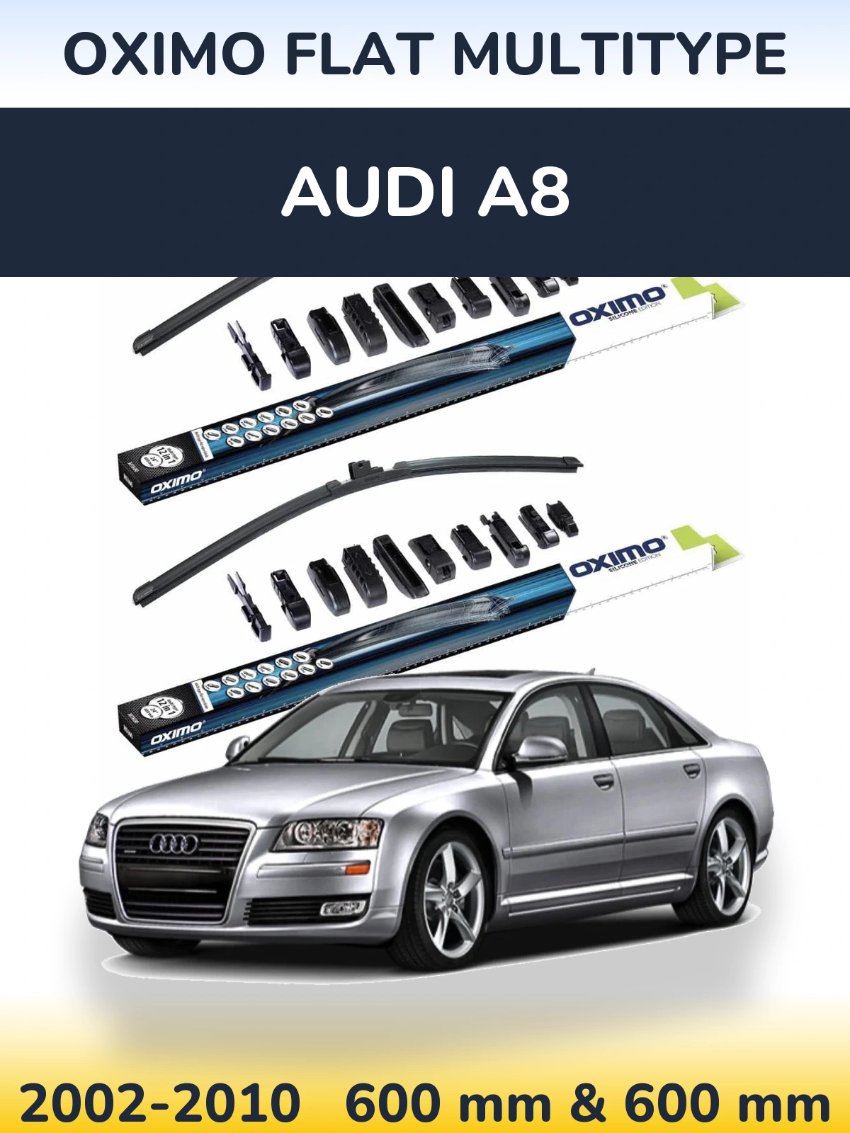 Комплект передних дворников Oximo Flat MultiТипe 600 & 600 мм для Audi A8 2002-2010