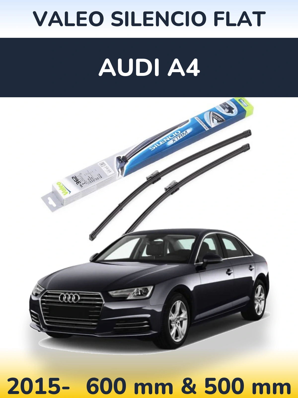 Komplet przednich wycieraczek Valeo Silencio Flat 600 & 500 mm do Audi A4 2015-2026