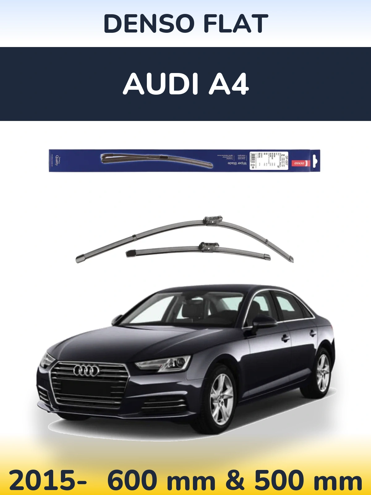 Комплект передних дворников Denso Flat 600 & 500 мм для Audi A4 2015-2026