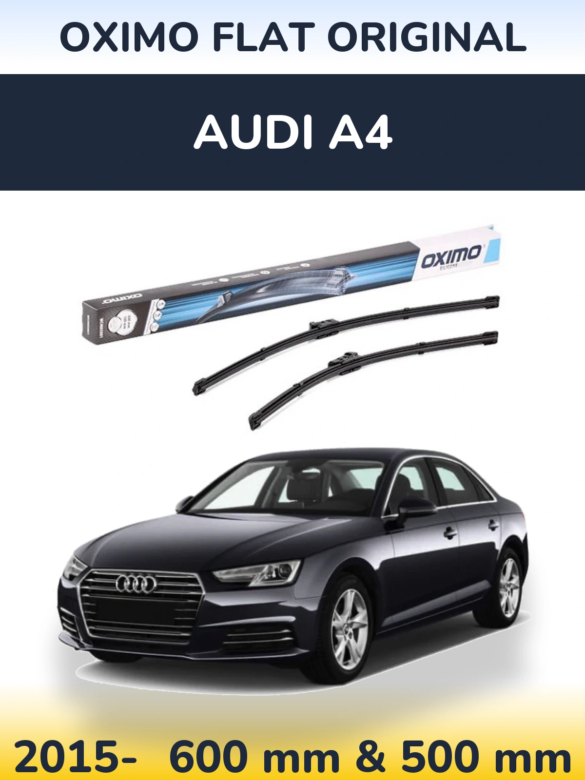 Комплект передних дворников Oximo Flat Original 600 & 500 мм для Audi A4 2015-2026