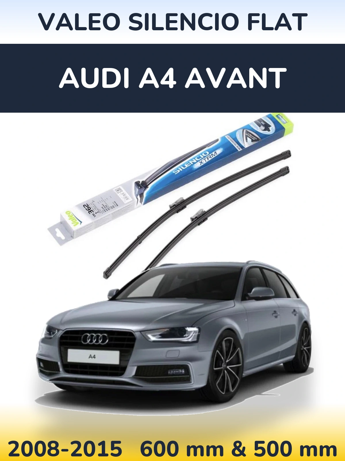 Komplet przednich wycieraczek Valeo Silencio Flat 600 & 500 mm do Audi A4 Avant 2008-2015