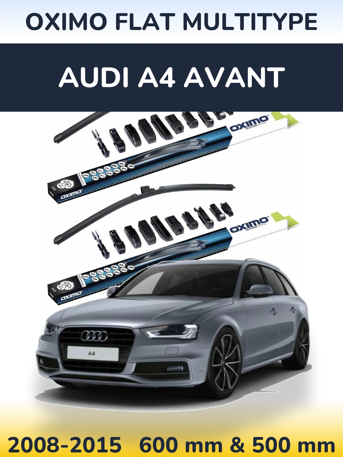 Komplet przednich wycieraczek Oximo Flat MultiType 600 & 500 mm do Audi A4 Avant 2008-2015