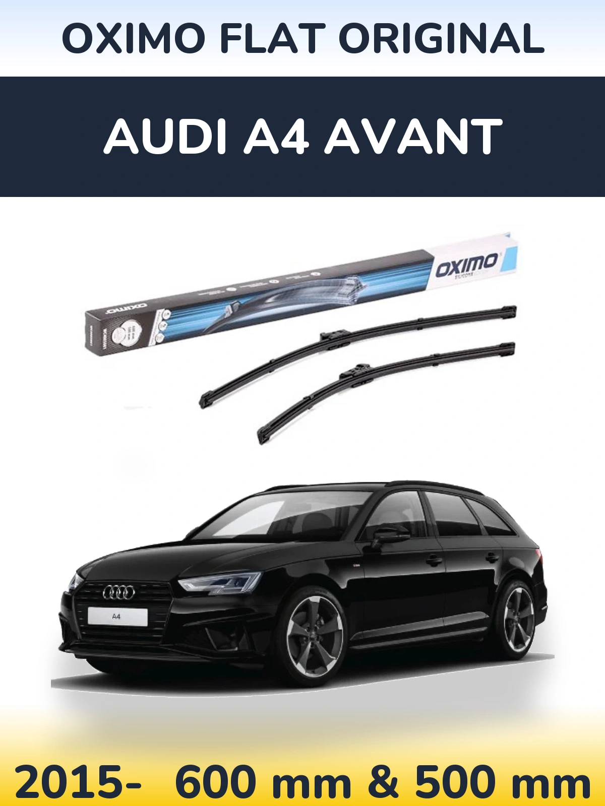 Komplet przednich wycieraczek Oximo Flat Original 600 & 500 mm do Audi A4 Avant 2015-2026