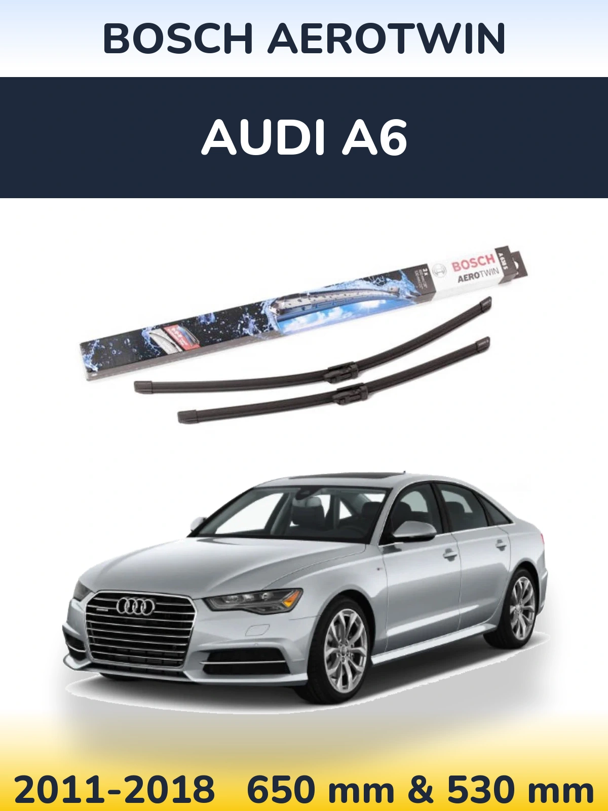 Komplet przednich wycieraczek BOSCH AeroTwin 650 & 530 mm do Audi A6 2011-2018
