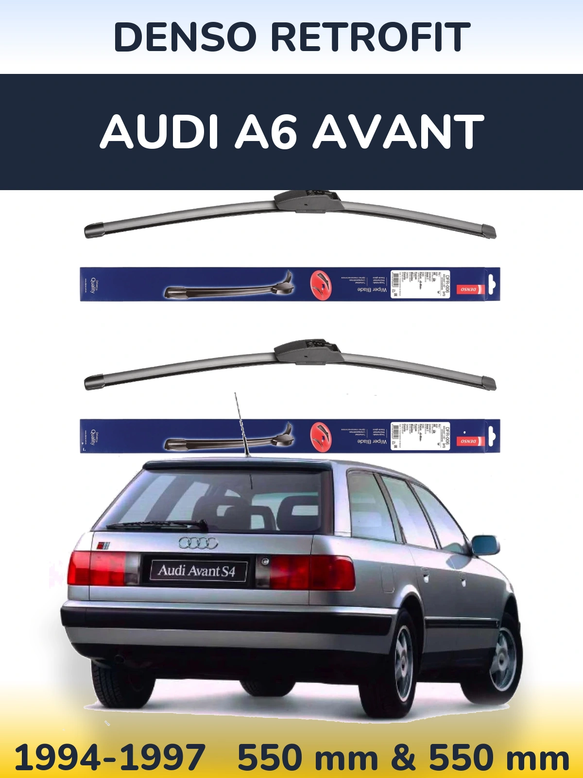 Komplet przednich wycieraczek Denso Retrofit 550 & 550 mm do Audi A6 Avant 1994-1997