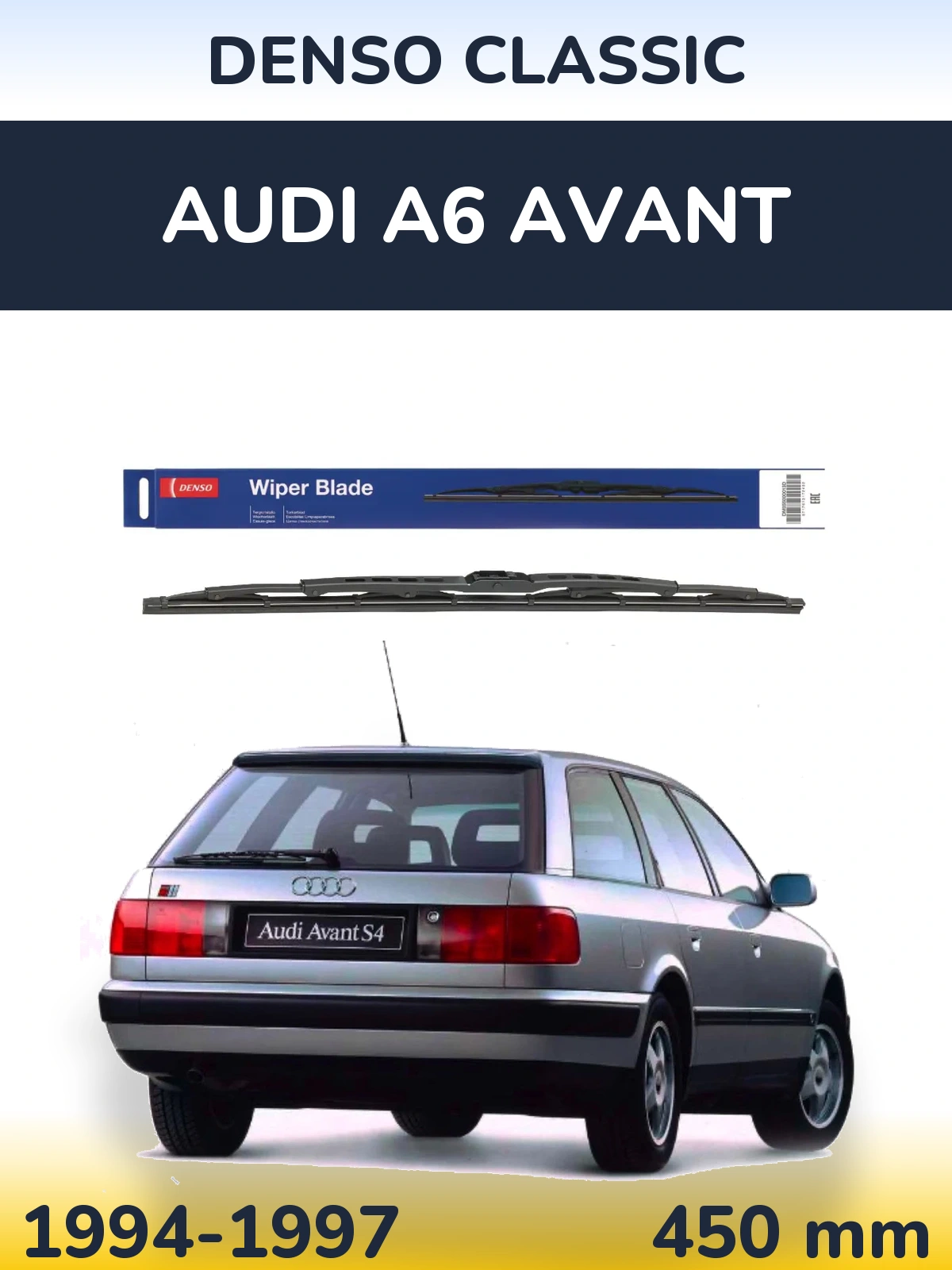 Rear wiper blade Denso Classic 450 mm for Audi A6 Avant 1994-1997