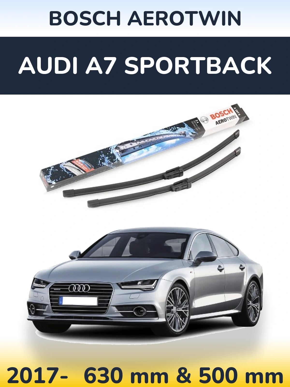 Front wiper blade set BOSCH AeroTwin 600 & 500 mm for Audi A7 Sportback 2017-2026