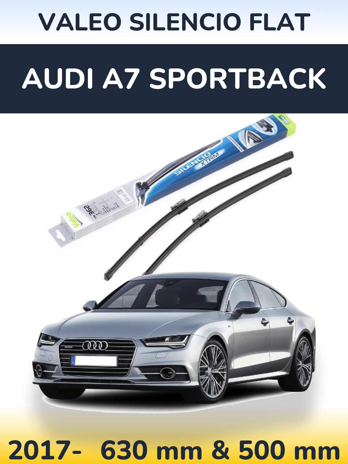 Komplet przednich wycieraczek Valeo Silencio Flat 600 & 500 mm do Audi A7 Sportback 2017-2026