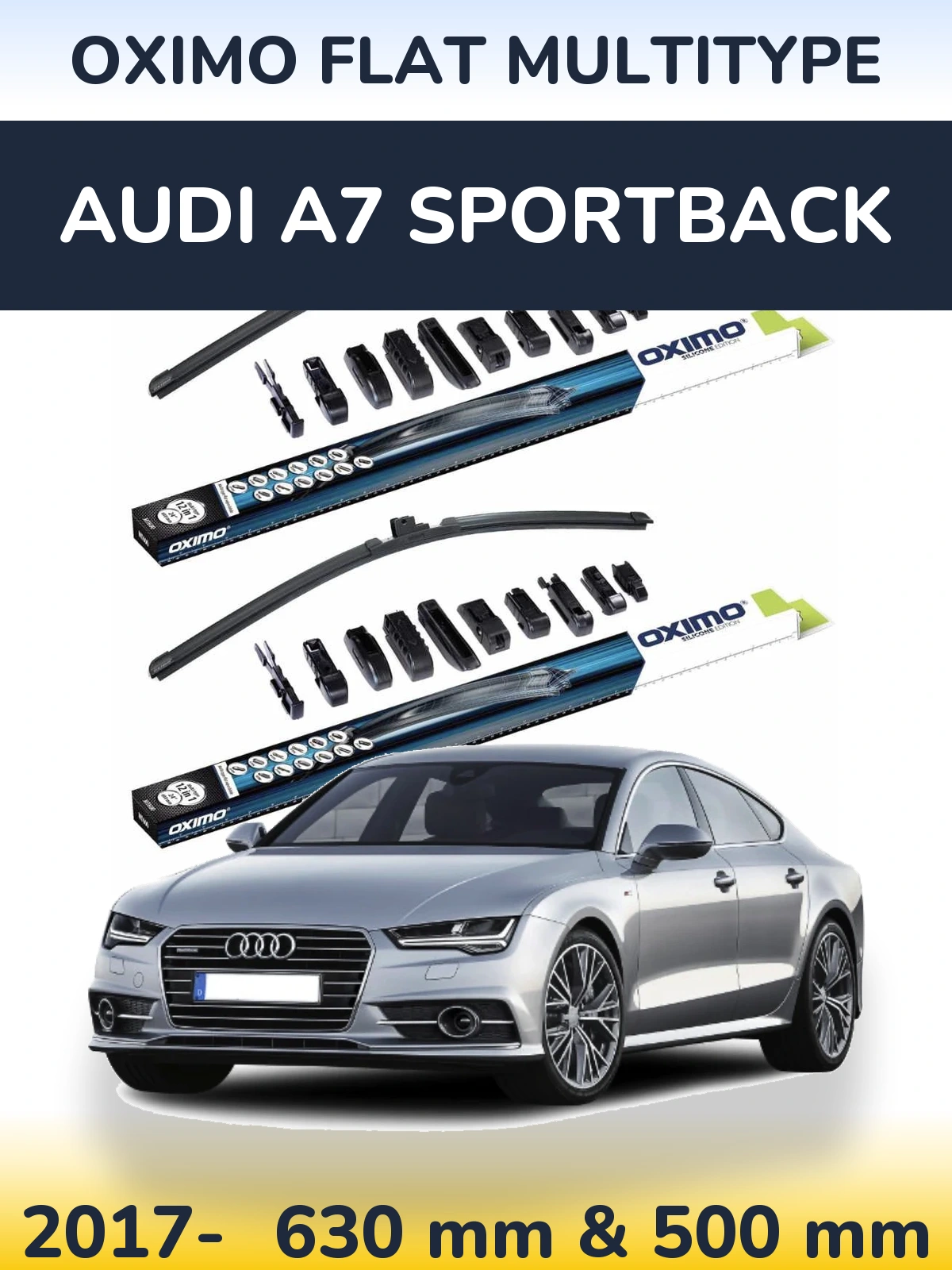 Komplet przednich wycieraczek Oximo Flat MultiType 600 & 500 mm do Audi A7 Sportback 2017-2026