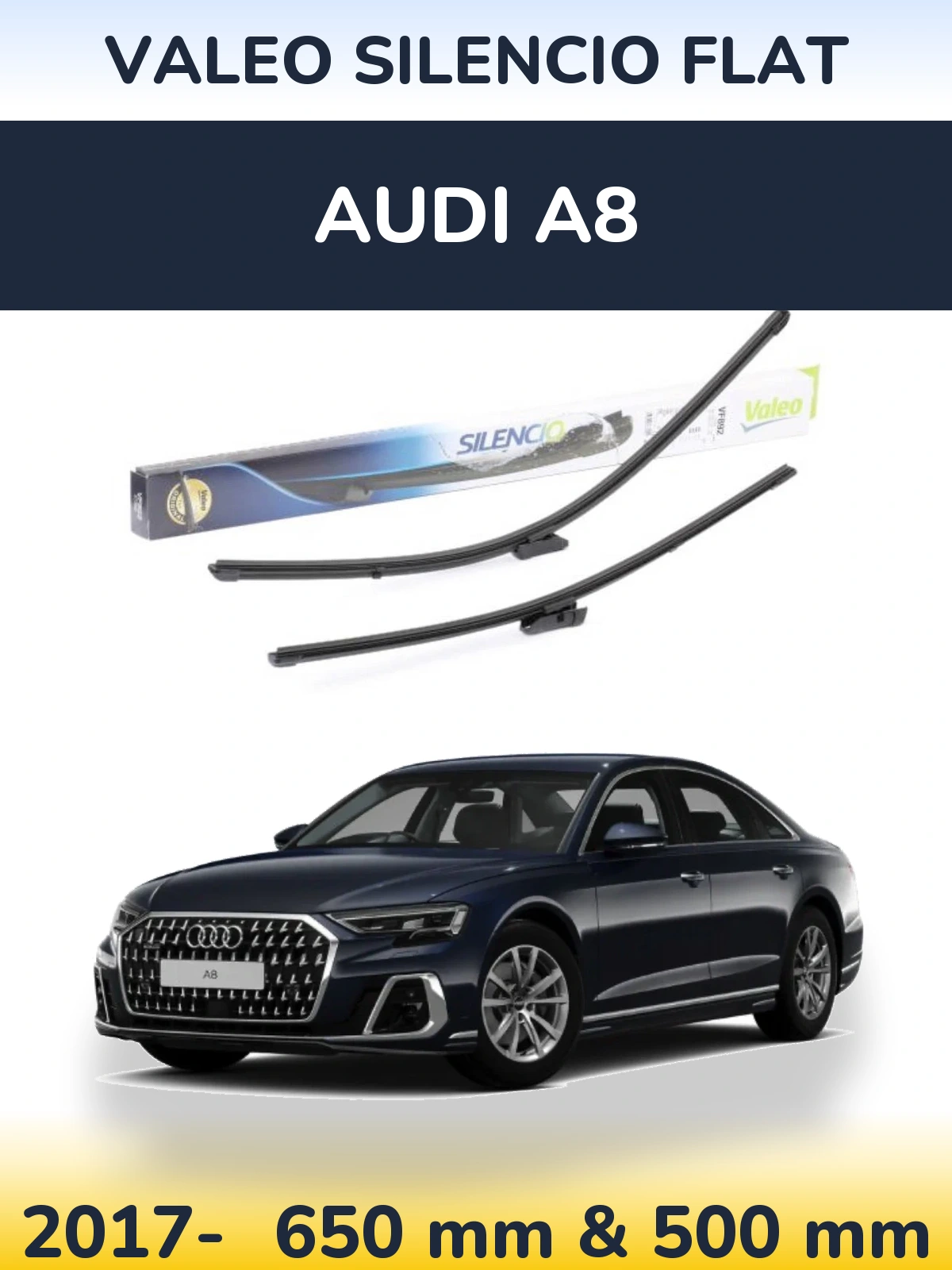 Комплект передних дворников Valeo Silencio Flat 630 & 500 мм для Audi A8 2017-2026