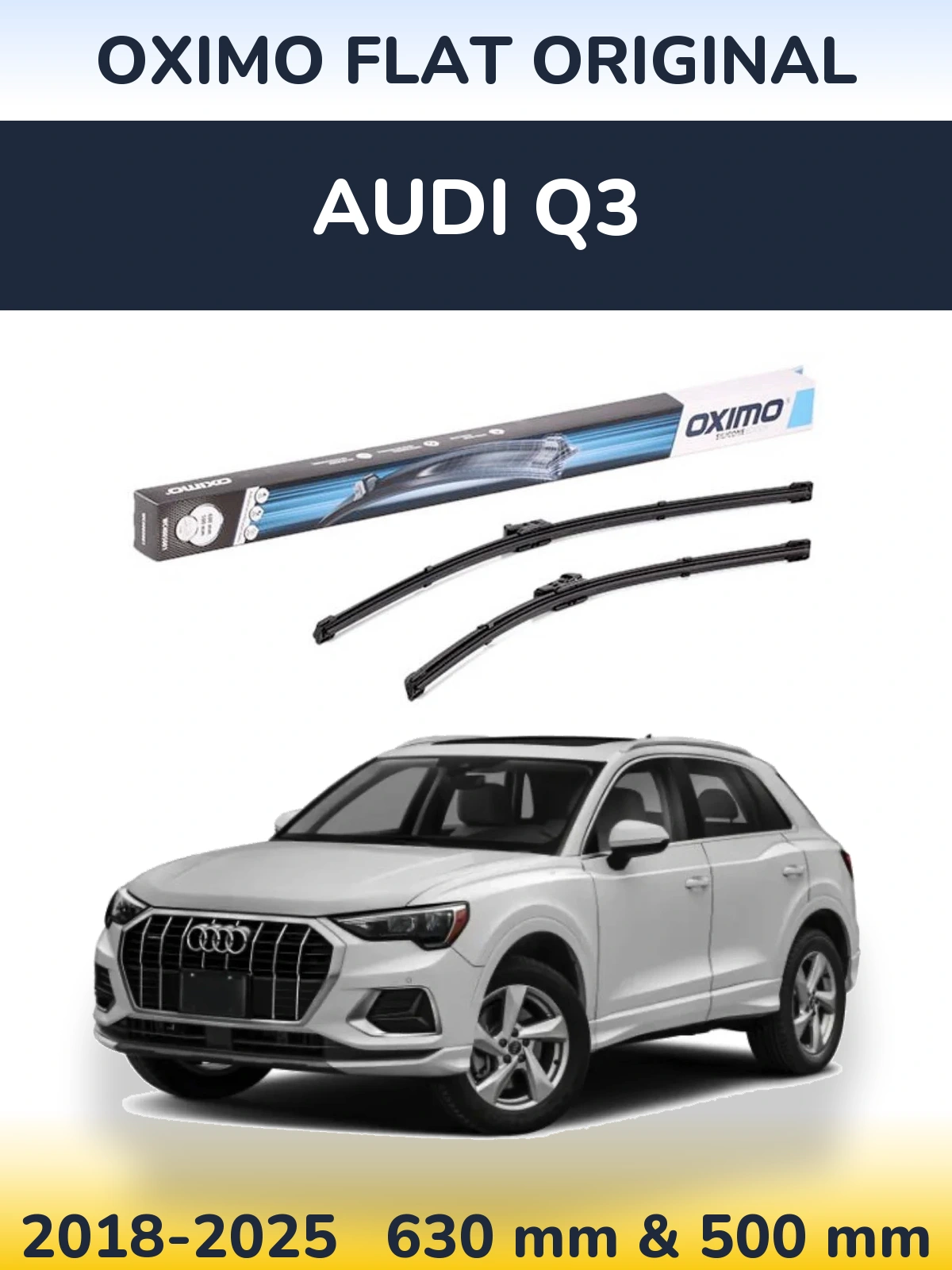 Комплект передних дворников Oximo Flat Original 600 & 500 мм для Audi Q3 2018-2025