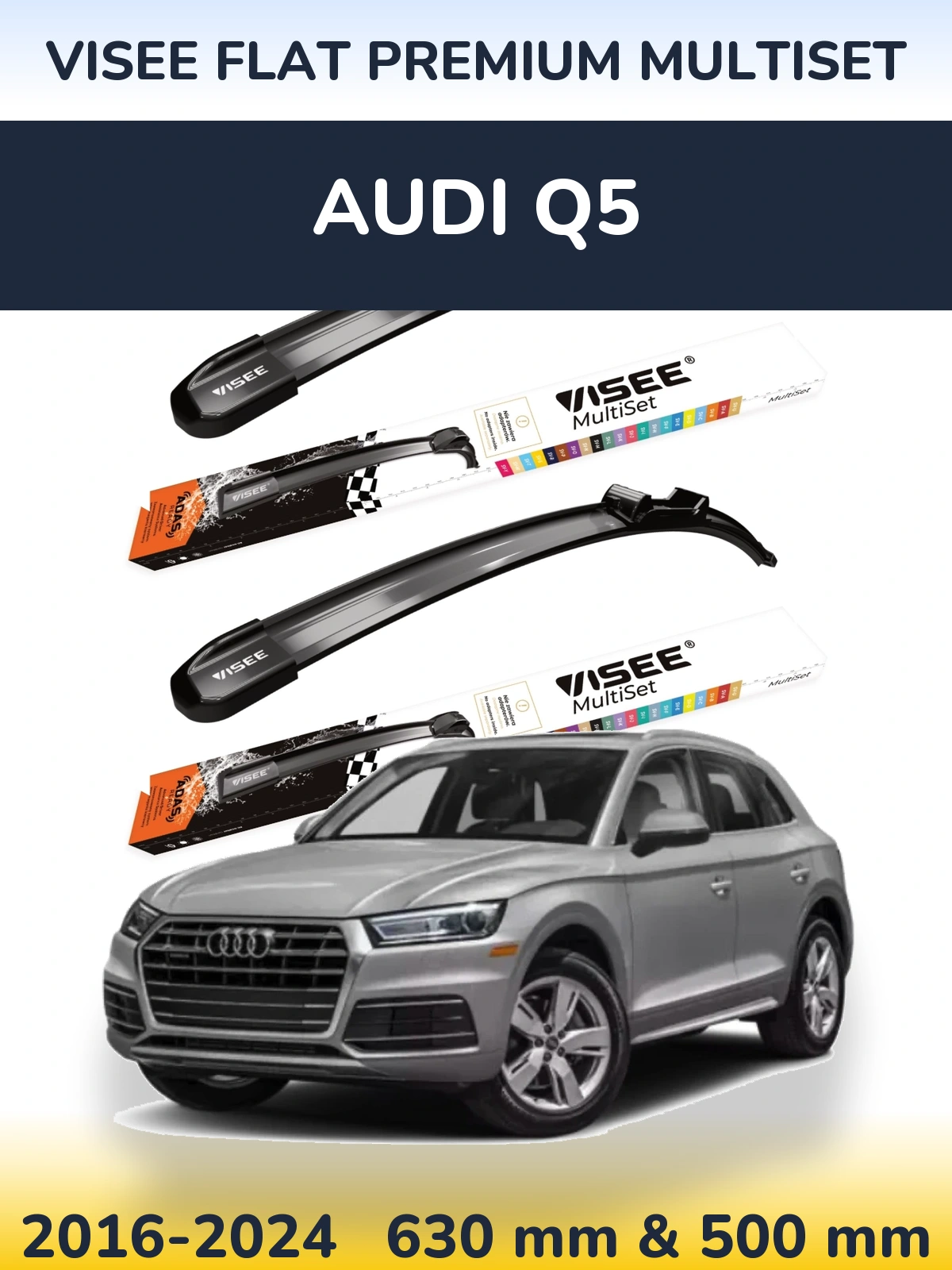 Komplet przednich wycieraczek VISEE FLAT PREMIUM MultiSet 630 & 500 mm do Audi Q5 2016-2024