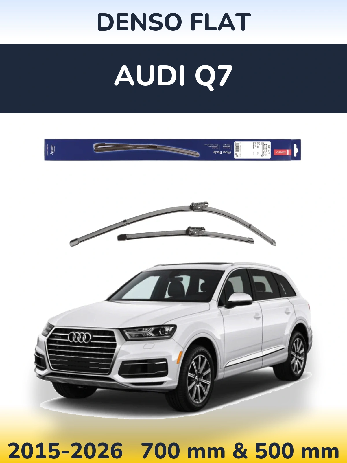Front wiper blade set Denso Flat 680 & 500 mm for Audi Q7 2015-2026
