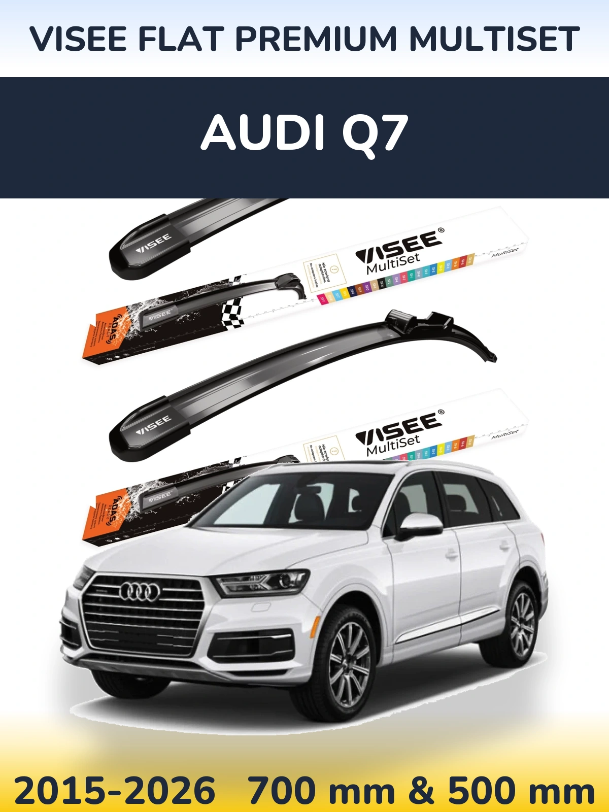 Komplet przednich wycieraczek VISEE FLAT PREMIUM MultiSet 700 & 500 mm do Audi Q7 2015-2026