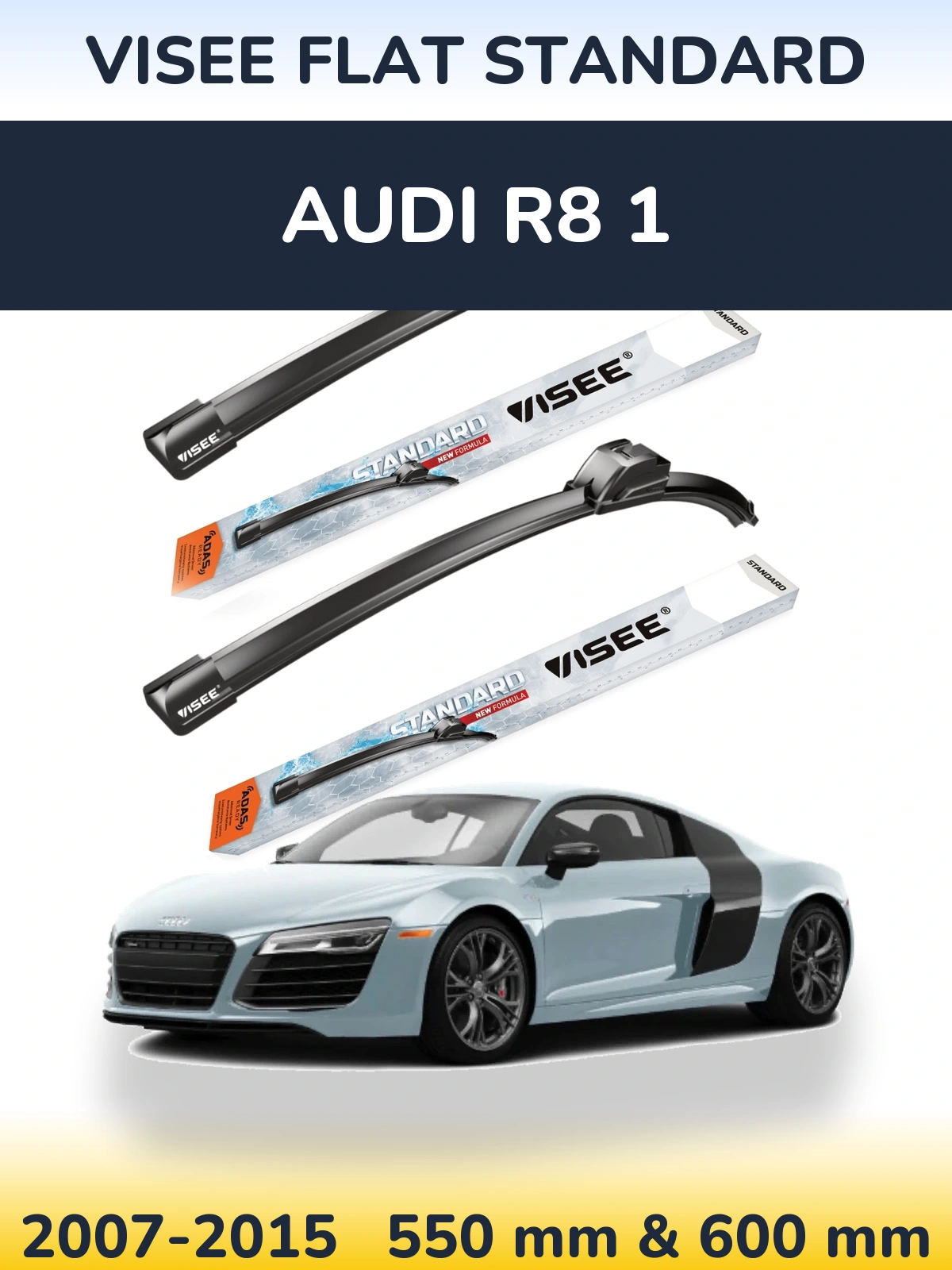 Комплект передніх щіток VISEE FLAT STANDARD 550 & 600 мм для Audi R8 1 2007-2015