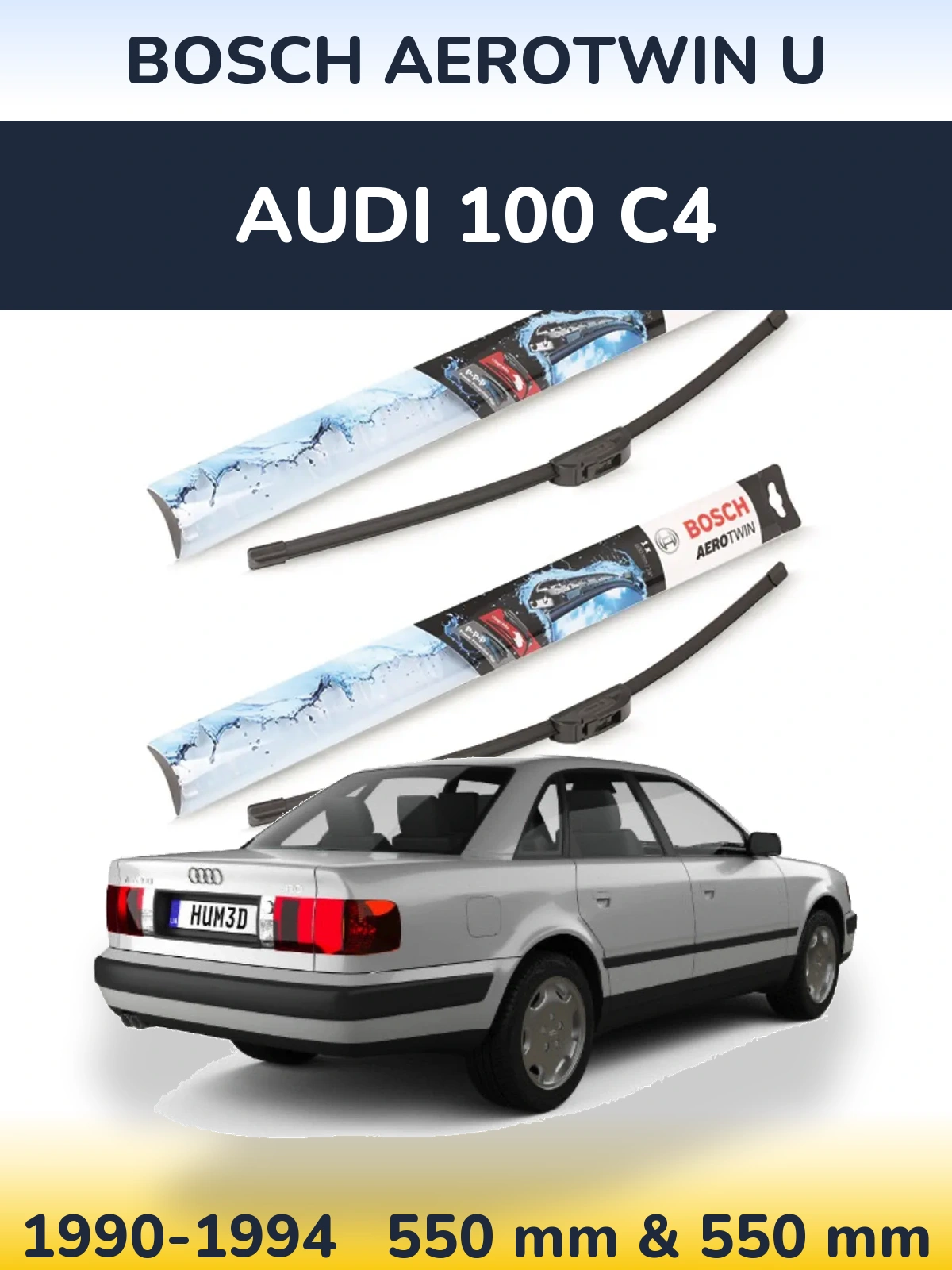 Komplet przednich wycieraczek BOSCH AeroTwin U 550 & 550 mm do Audi 100 C4 1990-1994