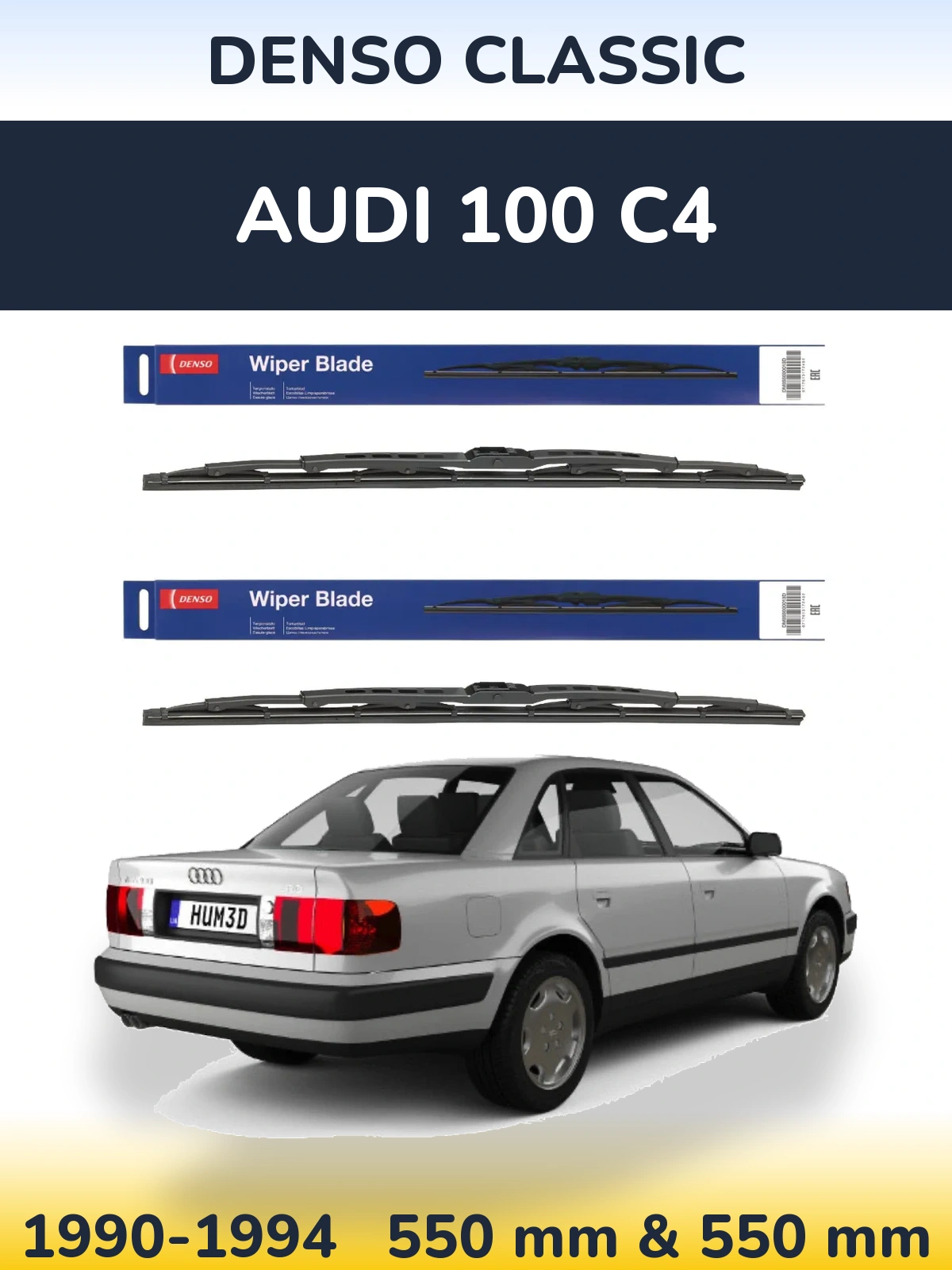 Komplet przednich wycieraczek Denso Classic 550 & 550 mm do Audi 100 C4 1990-1994