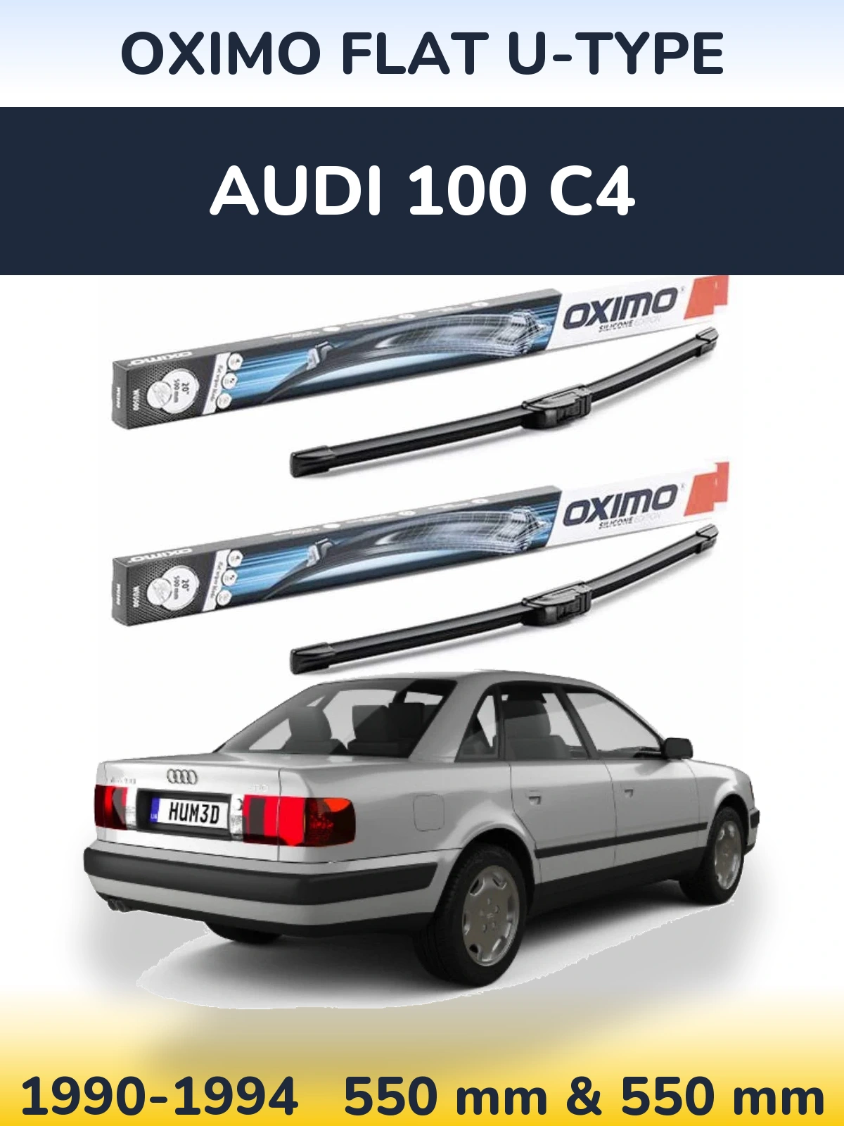 Front wiper blade set Oximo Flat U-type 550 & 550 mm for Audi 100 C4 1990-1994