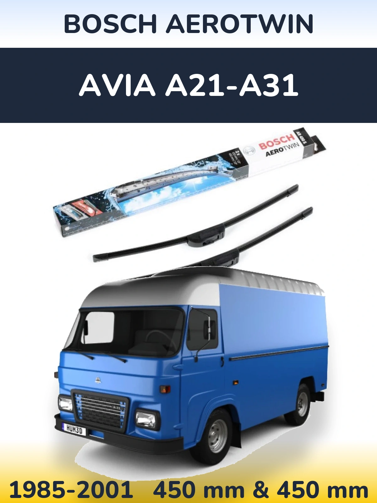 Komplet przednich wycieraczek BOSCH AeroTwin 450 & 450 mm do Avia A21-A31 1985-2001